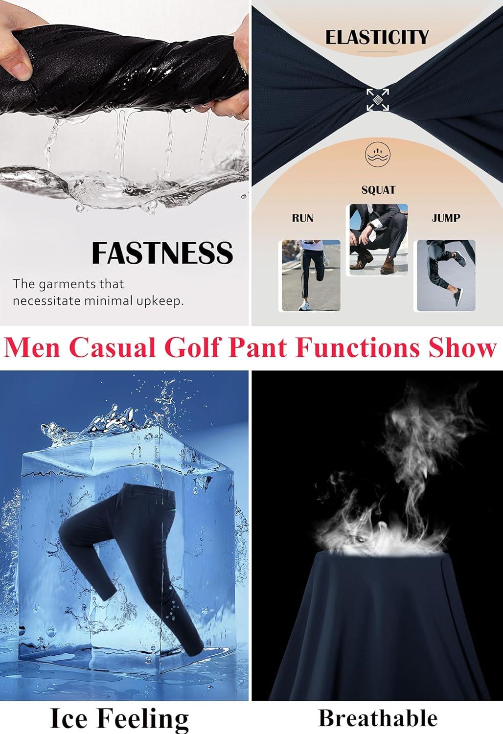 imagePJ PAUL JONES Men 4 Way Stretch Golf Pants Casual Slim Fit Cropped Tapered Dress Pants Lightweight Business TrousersNavy Blue