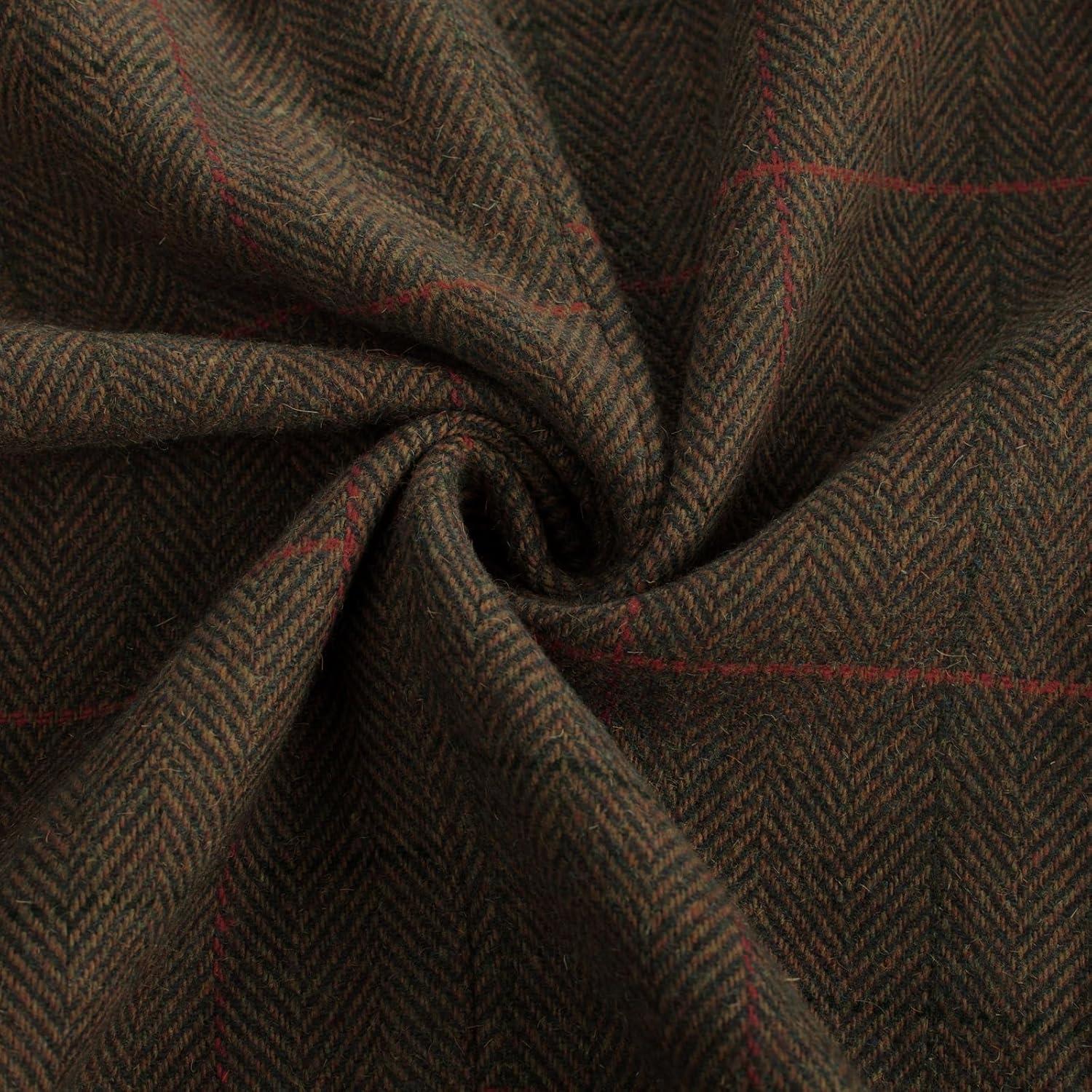 imagePJ PAUL JONES Men Tweed Blazer Wool Herringbone Sport Coat Jacket Vintage Blazers Suit JacketsArmy Green B Herringbone