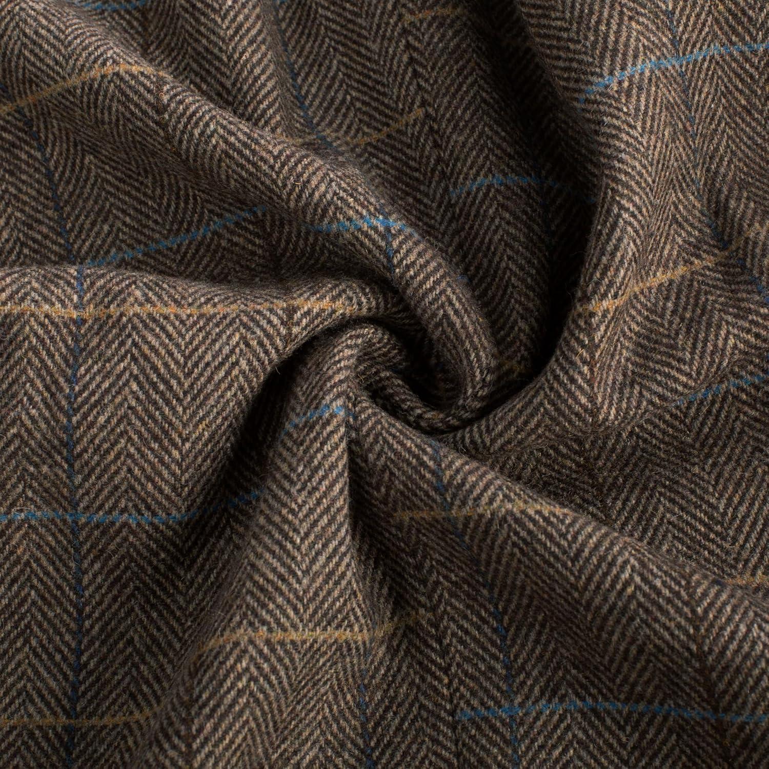 imagePJ PAUL JONES Men Tweed Blazer Wool Herringbone Sport Coat Jacket Vintage Blazers Suit JacketsCoffee C Herringbone