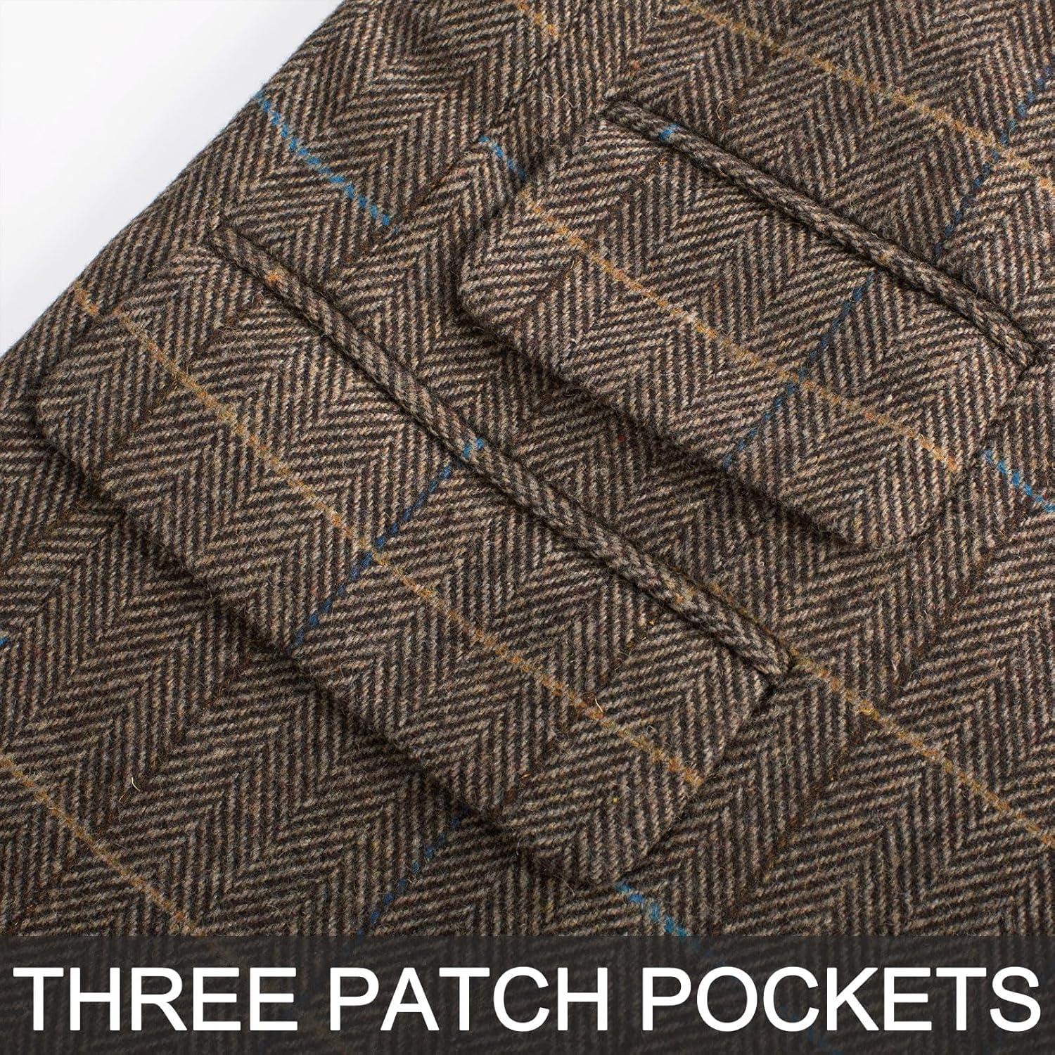 imagePJ PAUL JONES Men Tweed Blazer Wool Herringbone Sport Coat Jacket Vintage Blazers Suit JacketsCoffee C Herringbone
