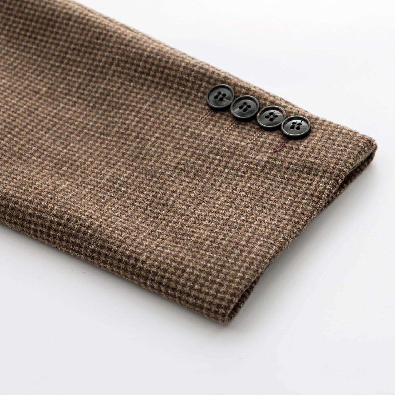 imagePJ PAUL JONES Men Tweed Blazer Wool Herringbone Sport Coat Jacket Vintage Blazers Suit JacketsCoffee Houndstooth