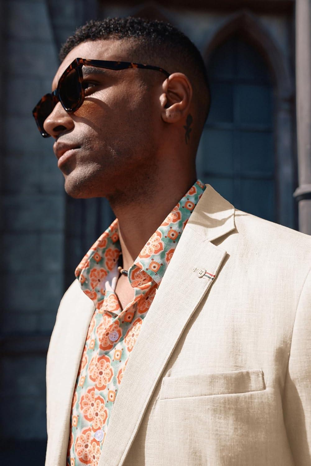 imagePJ PAUL JONES Mens Blazer Casual CottonLinen Sport Coat Lightweight 2 Button Unlined Suit JacketsApricot