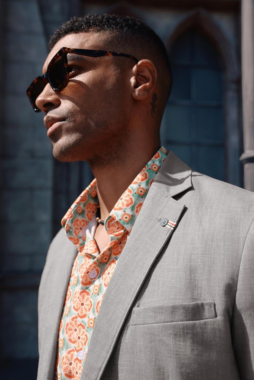 imagePJ PAUL JONES Mens Blazer Casual CottonLinen Sport Coat Lightweight 2 Button Unlined Suit JacketsLight Grey