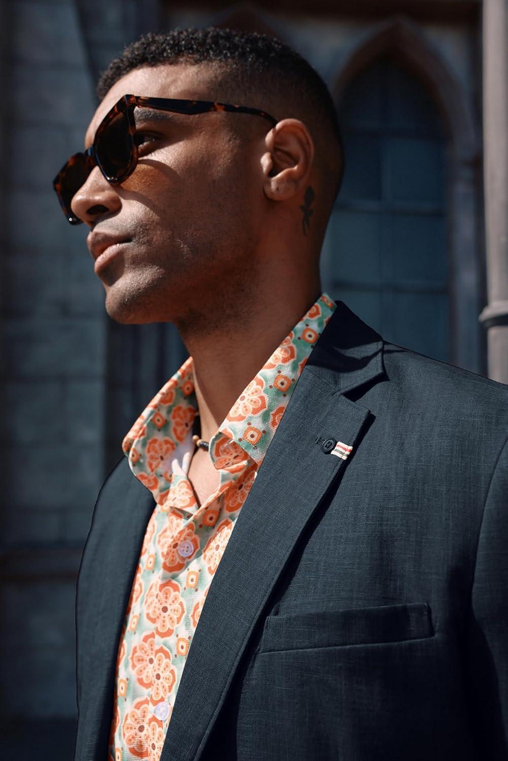 imagePJ PAUL JONES Mens Blazer Casual CottonLinen Sport Coat Lightweight 2 Button Unlined Suit JacketsNavy Blue