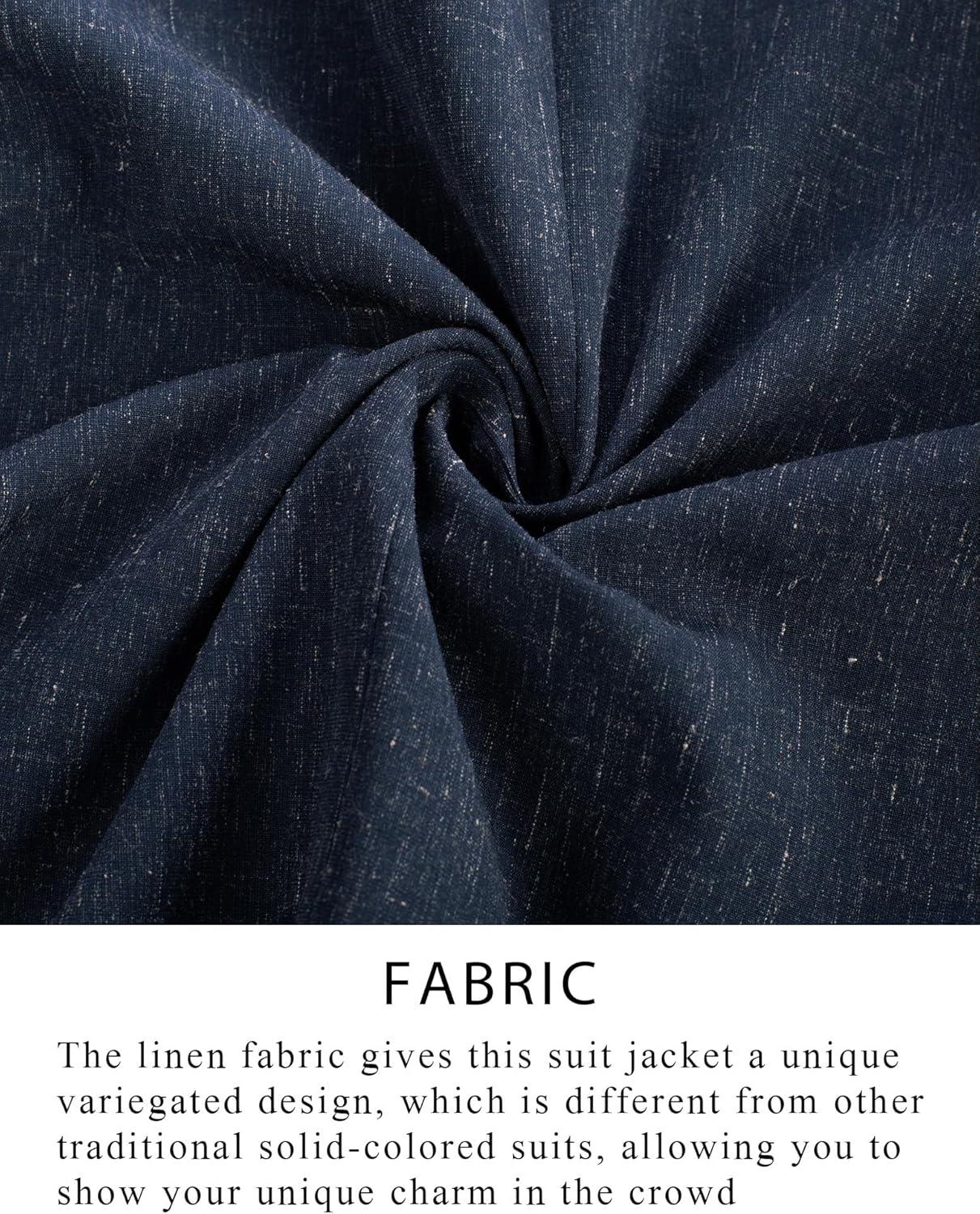 imagePJ PAUL JONES Mens Blazer Casual Linen Sport Coat Two Button Lightweight Suit Blazer JacketsDark Blue