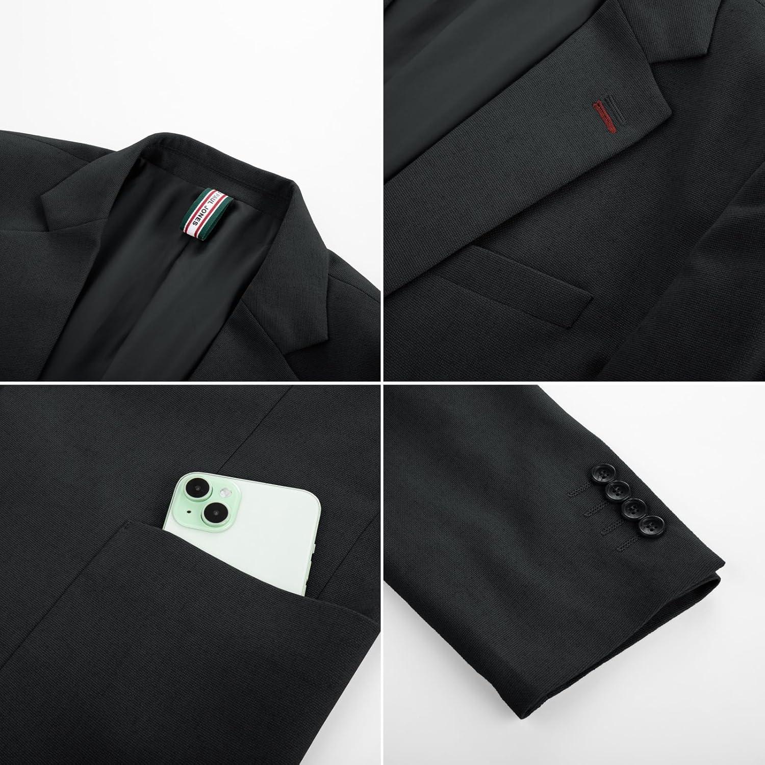 imagePJ PAUL JONES Mens Blazer Casual Sport Coats Lightweight One Button Suit Jacket for SummerBlack