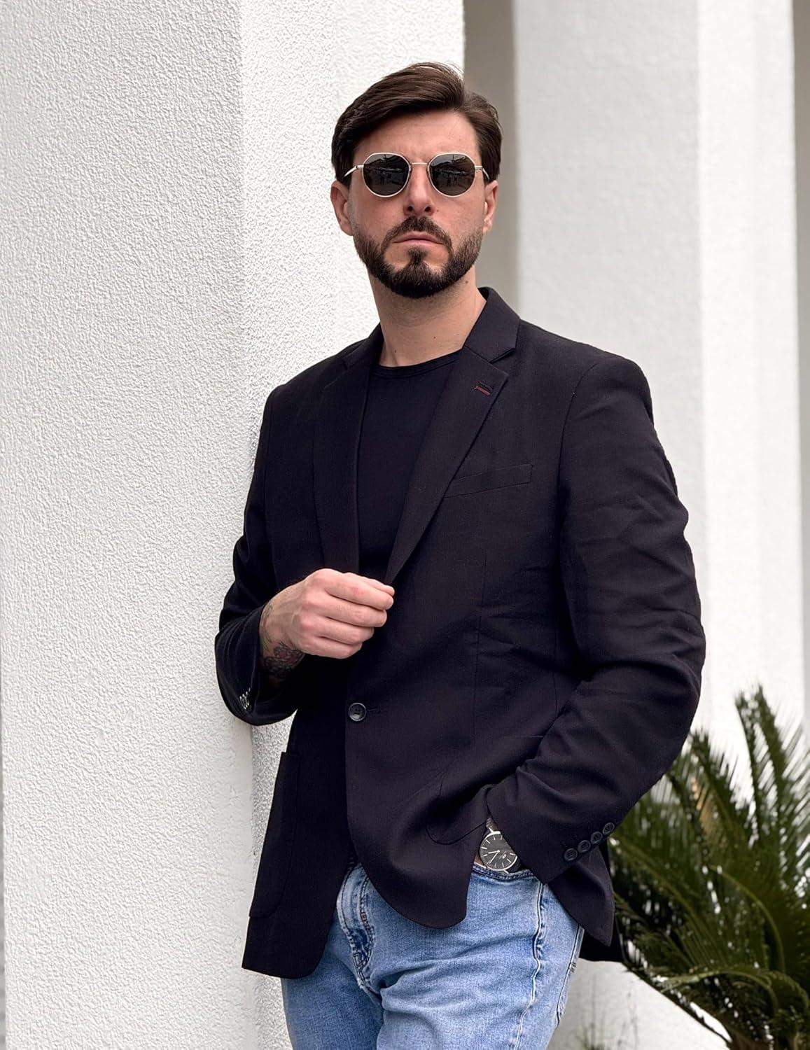 imagePJ PAUL JONES Mens Blazer Casual Sport Coats Lightweight One Button Suit Jacket for SummerBlack