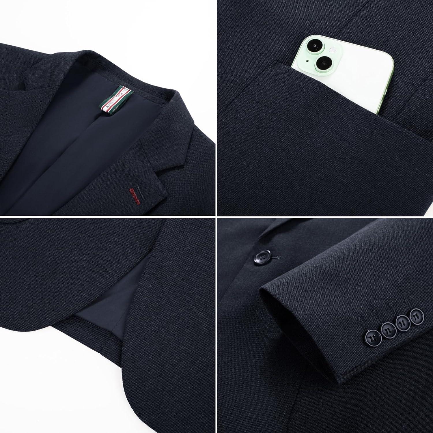 imagePJ PAUL JONES Mens Blazer Casual Sport Coats Lightweight One Button Suit Jacket for SummerBlue Black