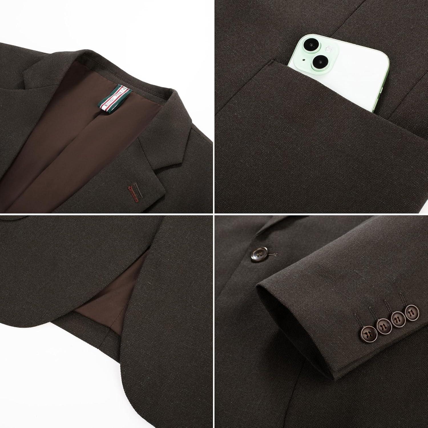 imagePJ PAUL JONES Mens Blazer Casual Sport Coats Lightweight One Button Suit Jacket for SummerBrown