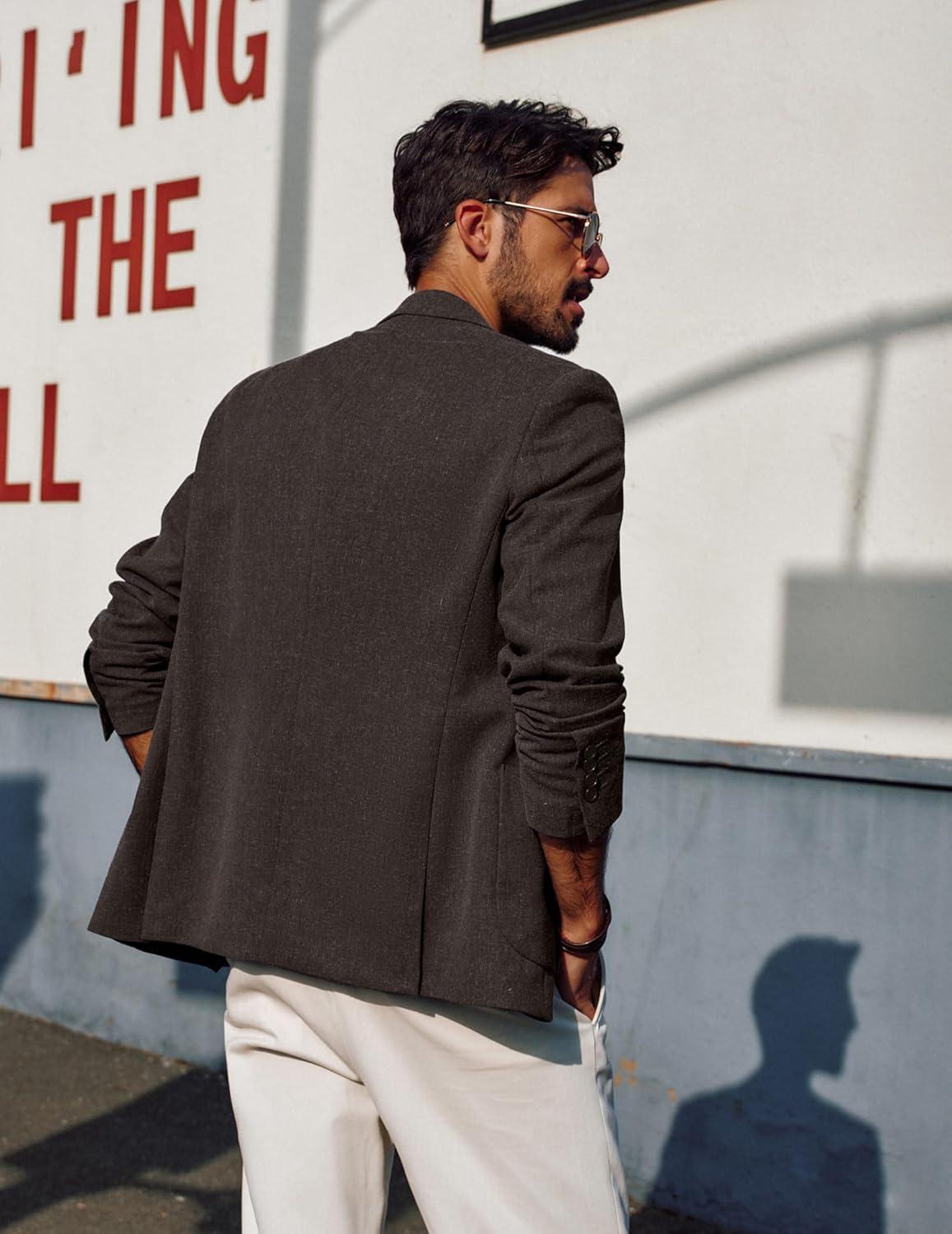 imagePJ PAUL JONES Mens Blazer Casual Sport Coats Lightweight One Button Suit Jacket for SummerBrown