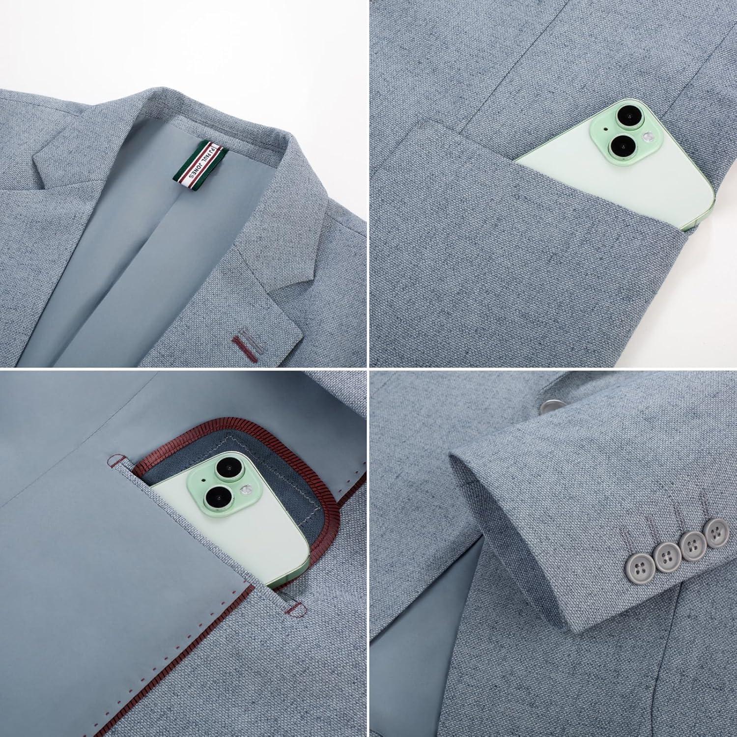 imagePJ PAUL JONES Mens Blazer Casual Sport Coats Lightweight One Button Suit Jacket for SummerLight Blue