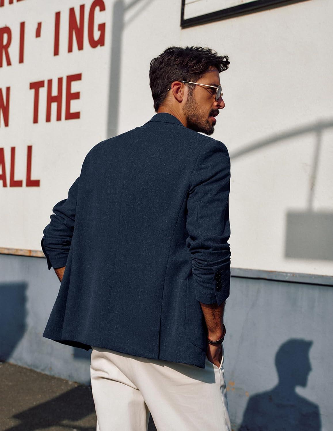 imagePJ PAUL JONES Mens Blazer Casual Sport Coats Lightweight One Button Suit Jacket for SummerNavy