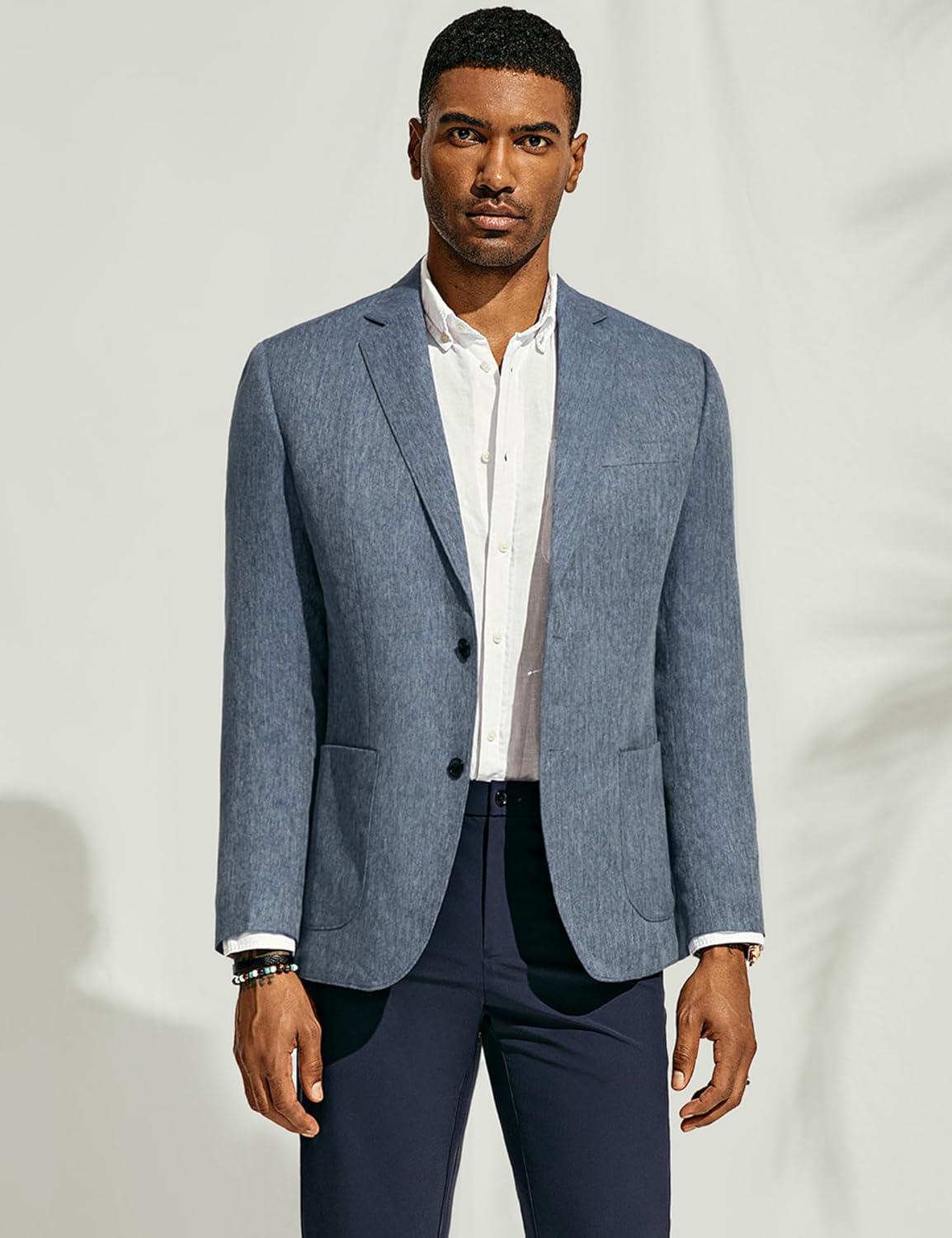 imagePJ PAUL JONES Mens Blazer Casual Sport Coats Regular Fit Two Button Suit Jacket Lightweight Sports JacketBlue