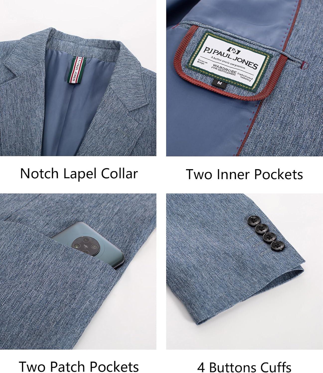 imagePJ PAUL JONES Mens Blazer Casual Sport Coats Regular Fit Two Button Suit Jacket Lightweight Sports JacketBlue