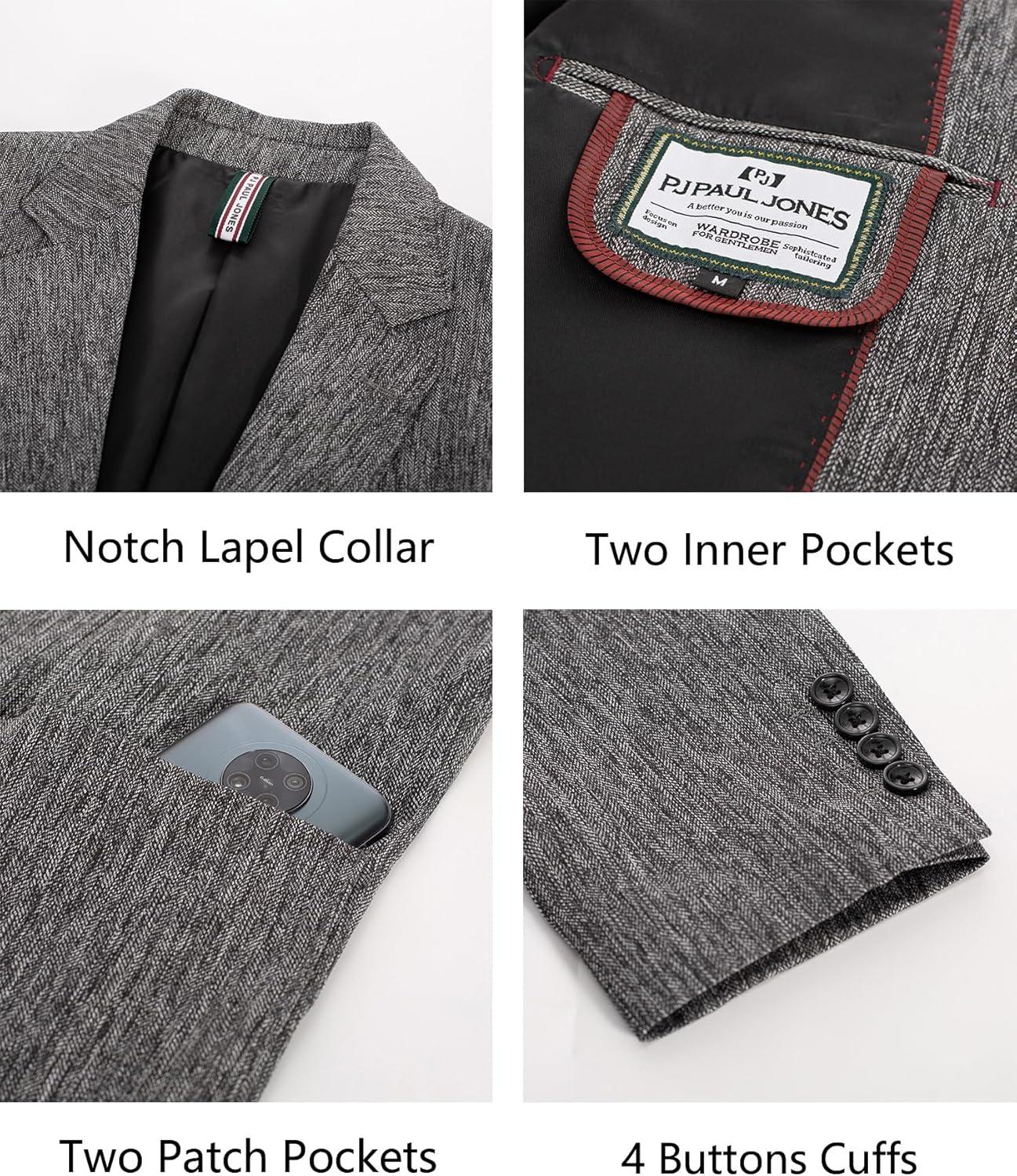 imagePJ PAUL JONES Mens Blazer Casual Sport Coats Regular Fit Two Button Suit Jacket Lightweight Sports JacketDark Gray