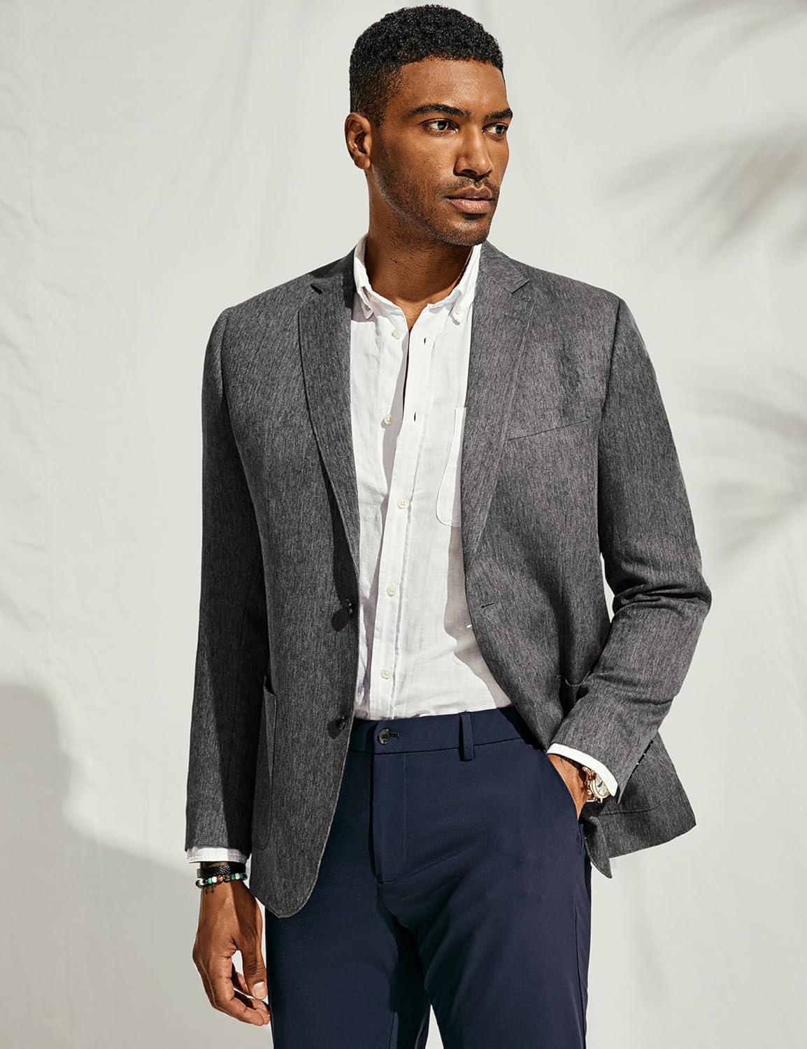 imagePJ PAUL JONES Mens Blazer Casual Sport Coats Regular Fit Two Button Suit Jacket Lightweight Sports JacketDark Gray