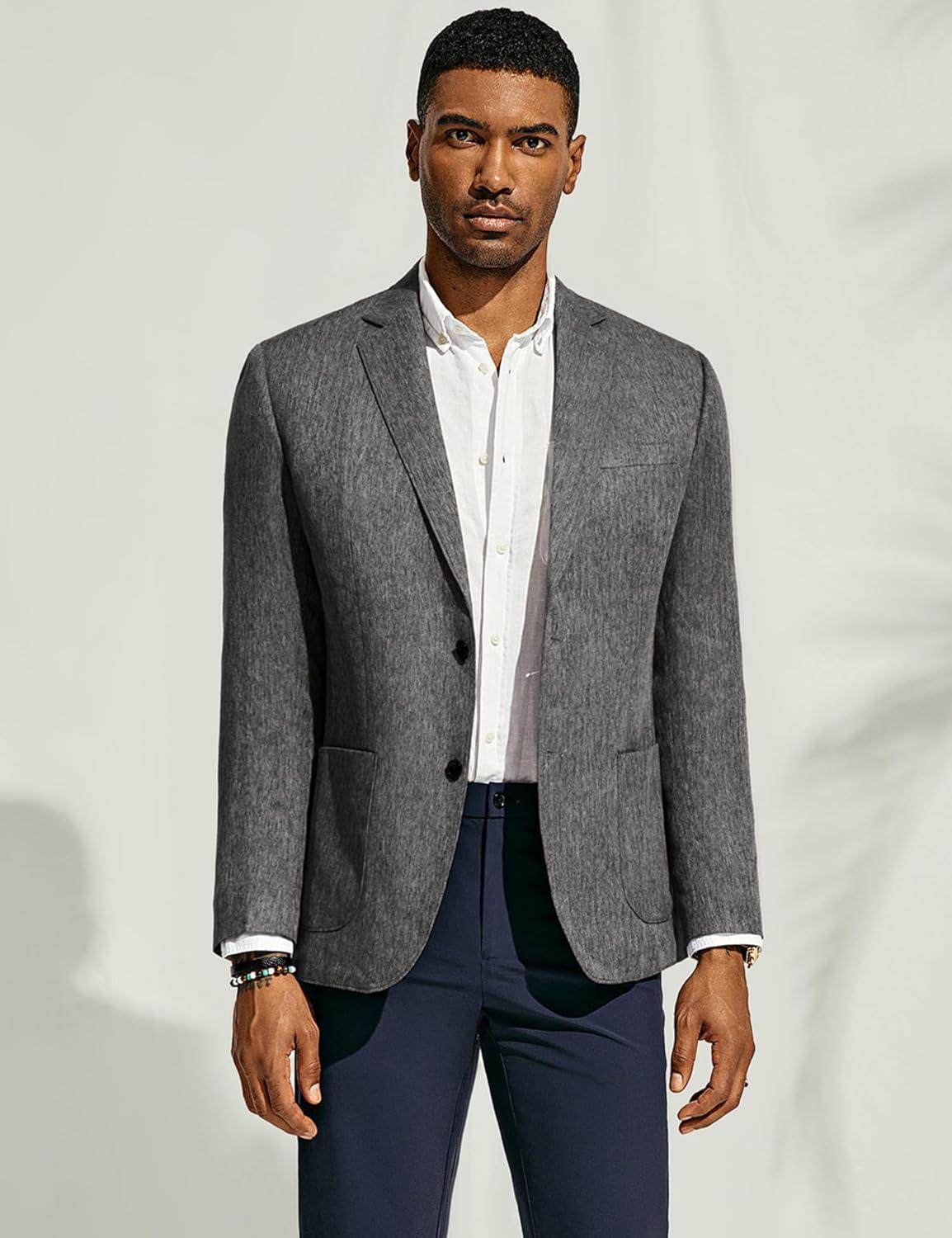 imagePJ PAUL JONES Mens Blazer Casual Sport Coats Regular Fit Two Button Suit Jacket Lightweight Sports JacketDark Gray