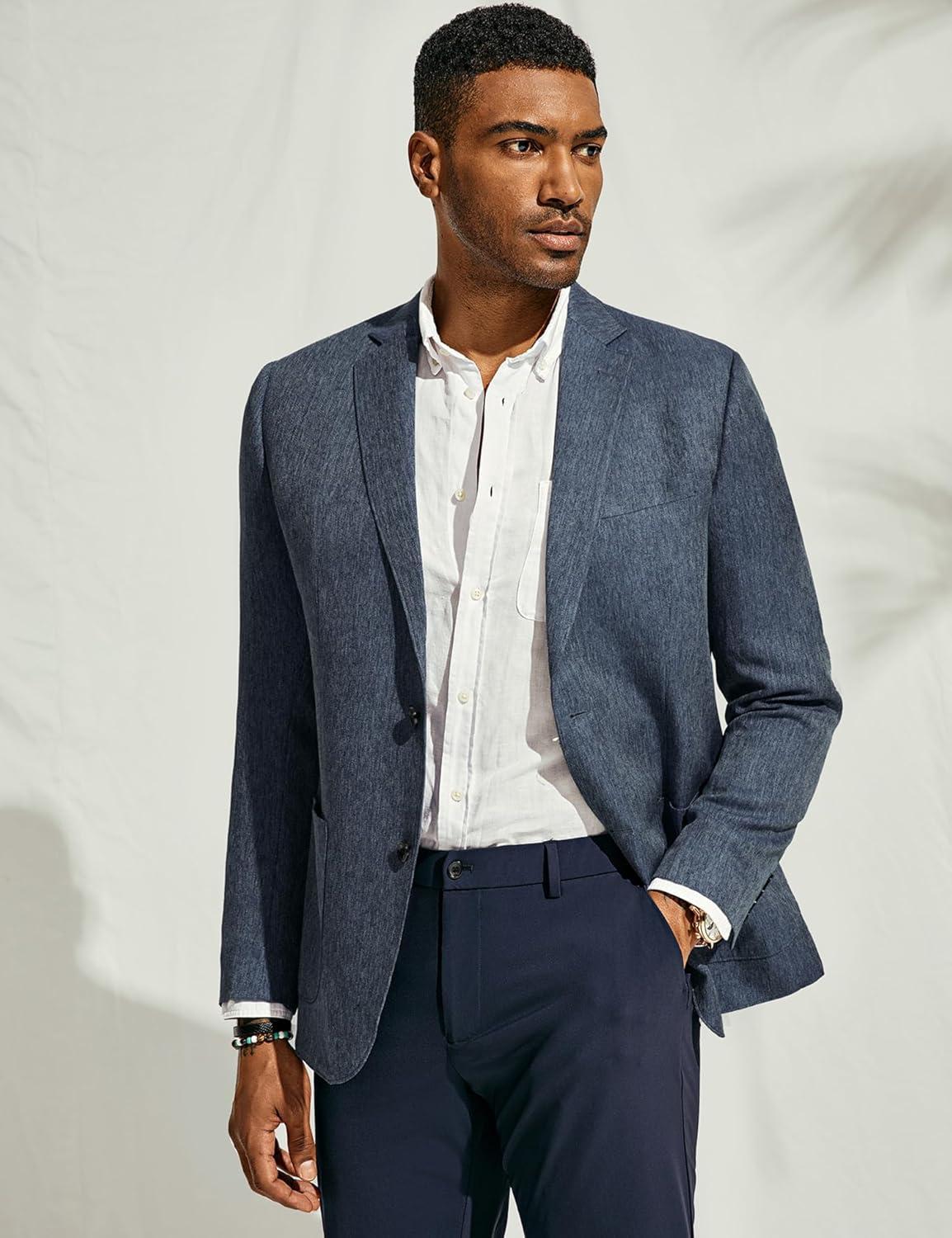 imagePJ PAUL JONES Mens Blazer Casual Sport Coats Regular Fit Two Button Suit Jacket Lightweight Sports JacketNavy Blue