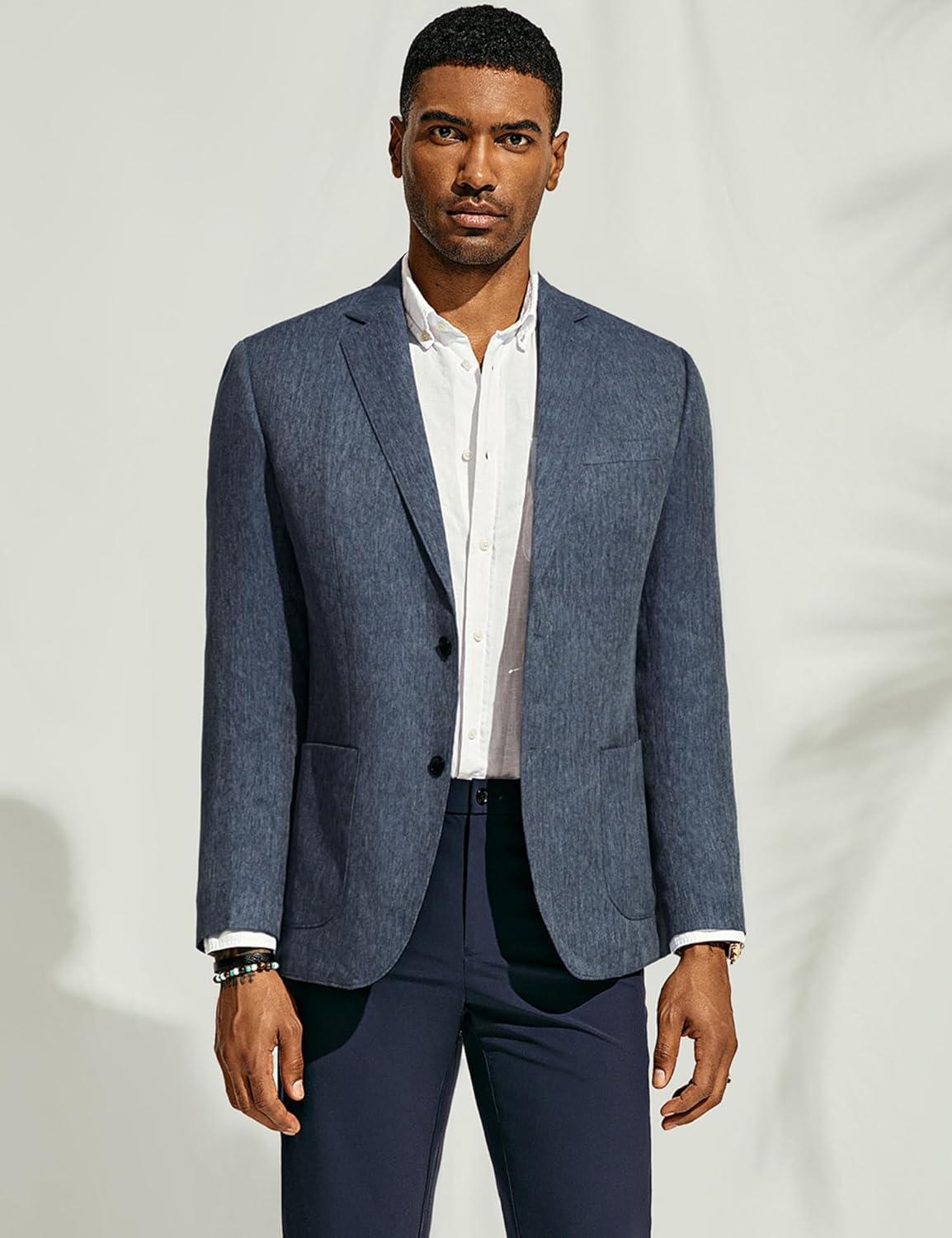 imagePJ PAUL JONES Mens Blazer Casual Sport Coats Regular Fit Two Button Suit Jacket Lightweight Sports JacketNavy Blue