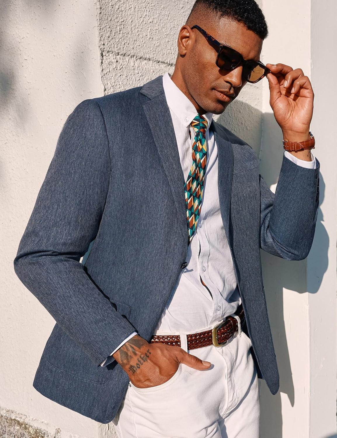 imagePJ PAUL JONES Mens Blazer Casual Sport Coats Regular Fit Two Button Suit Jacket Lightweight Sports JacketNavy Blue