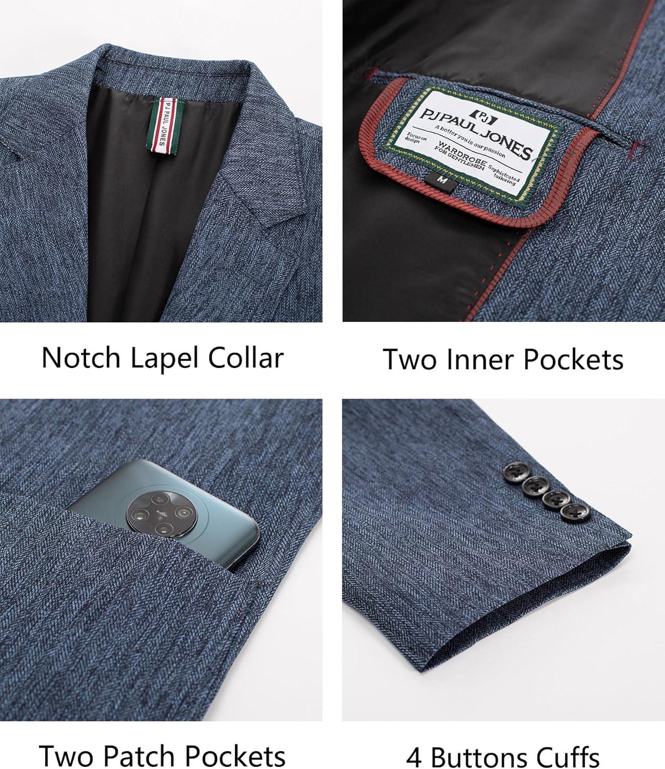 imagePJ PAUL JONES Mens Blazer Casual Sport Coats Regular Fit Two Button Suit Jacket Lightweight Sports JacketNavy Blue