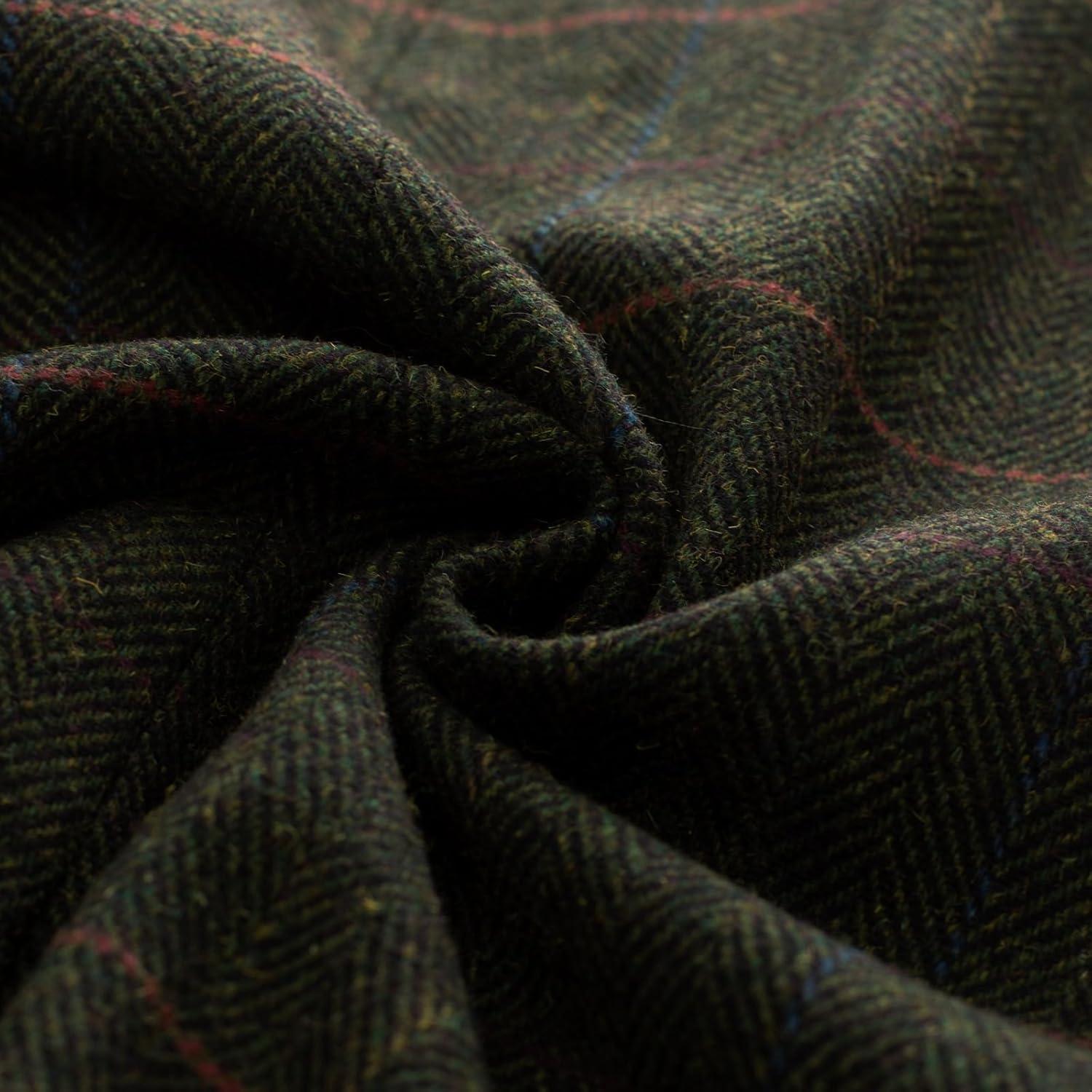 imagePJ PAUL JONES Mens Blazer Herringbone Tweed Sport Coats Two Button Wool Blend Formal JacketDark Green