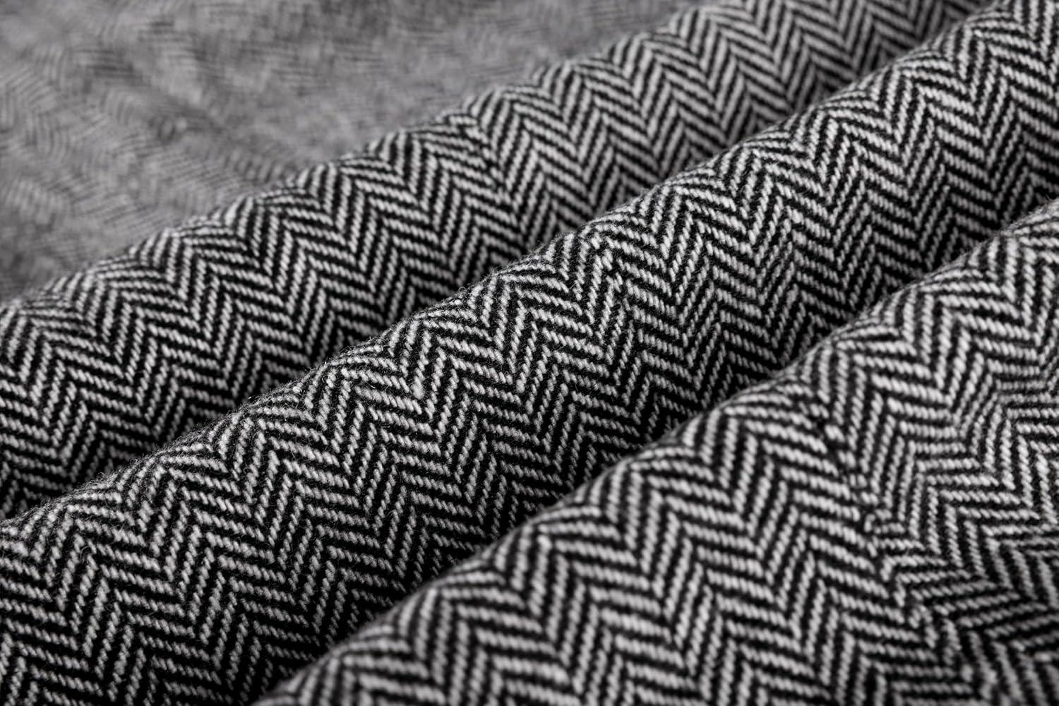 imagePJ PAUL JONES Mens Blazer Vintage Wool Blend Sport Coat Herringbone Tweed Blazer Suit Jacket with Pocket SquareGrey