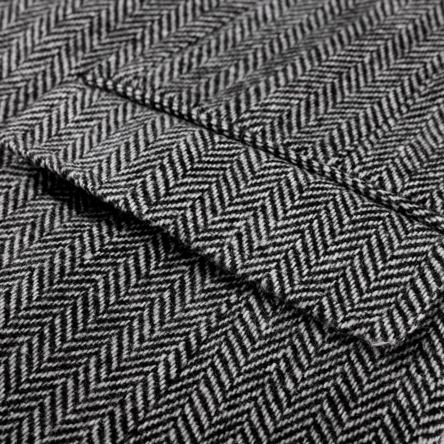 imagePJ PAUL JONES Mens Blazer Vintage Wool Blend Sport Coat Herringbone Tweed Blazer Suit Jacket with Pocket SquareGrey