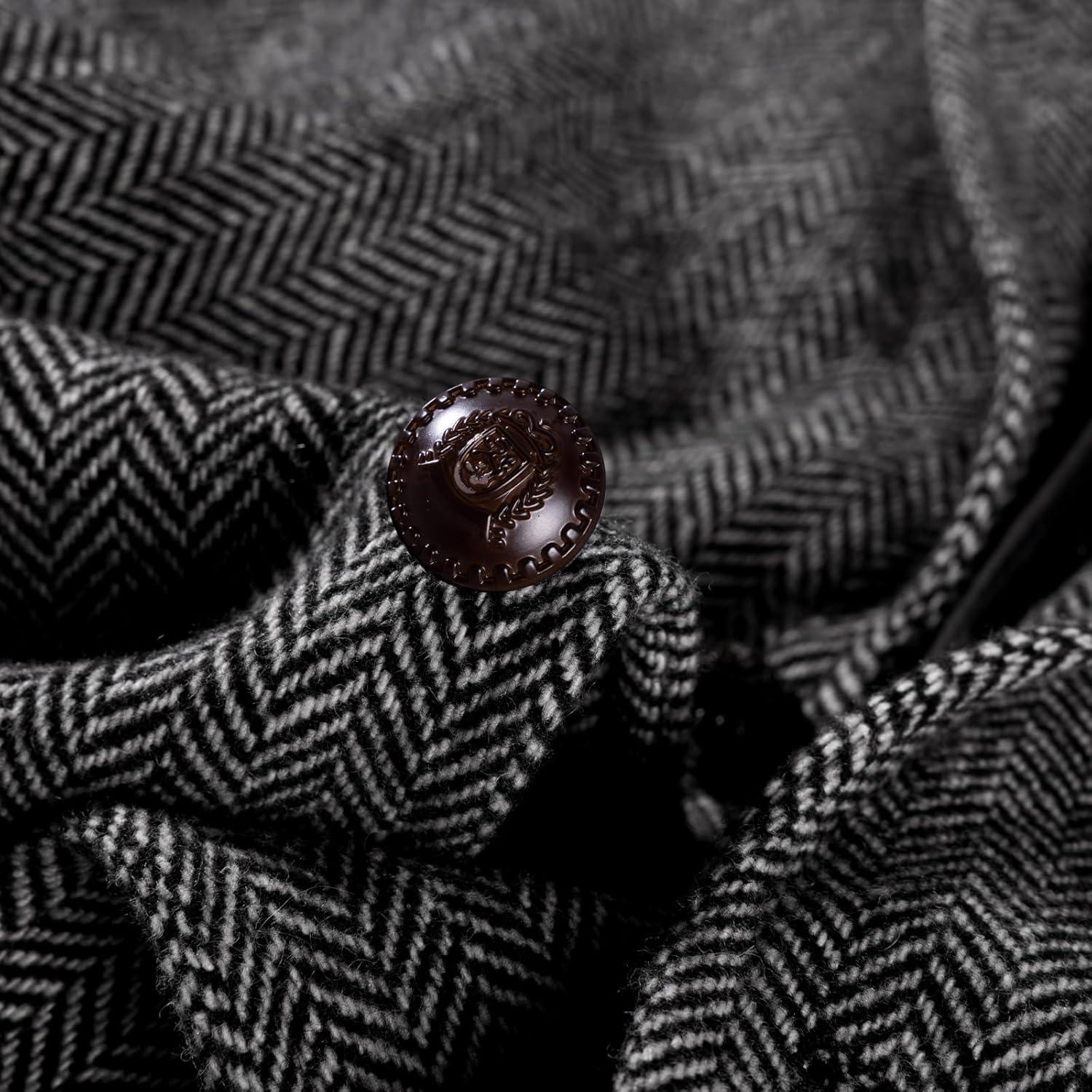 imagePJ PAUL JONES Mens Blazer Vintage Wool Blend Sport Coat Herringbone Tweed Blazer Suit Jacket with Pocket SquareGrey