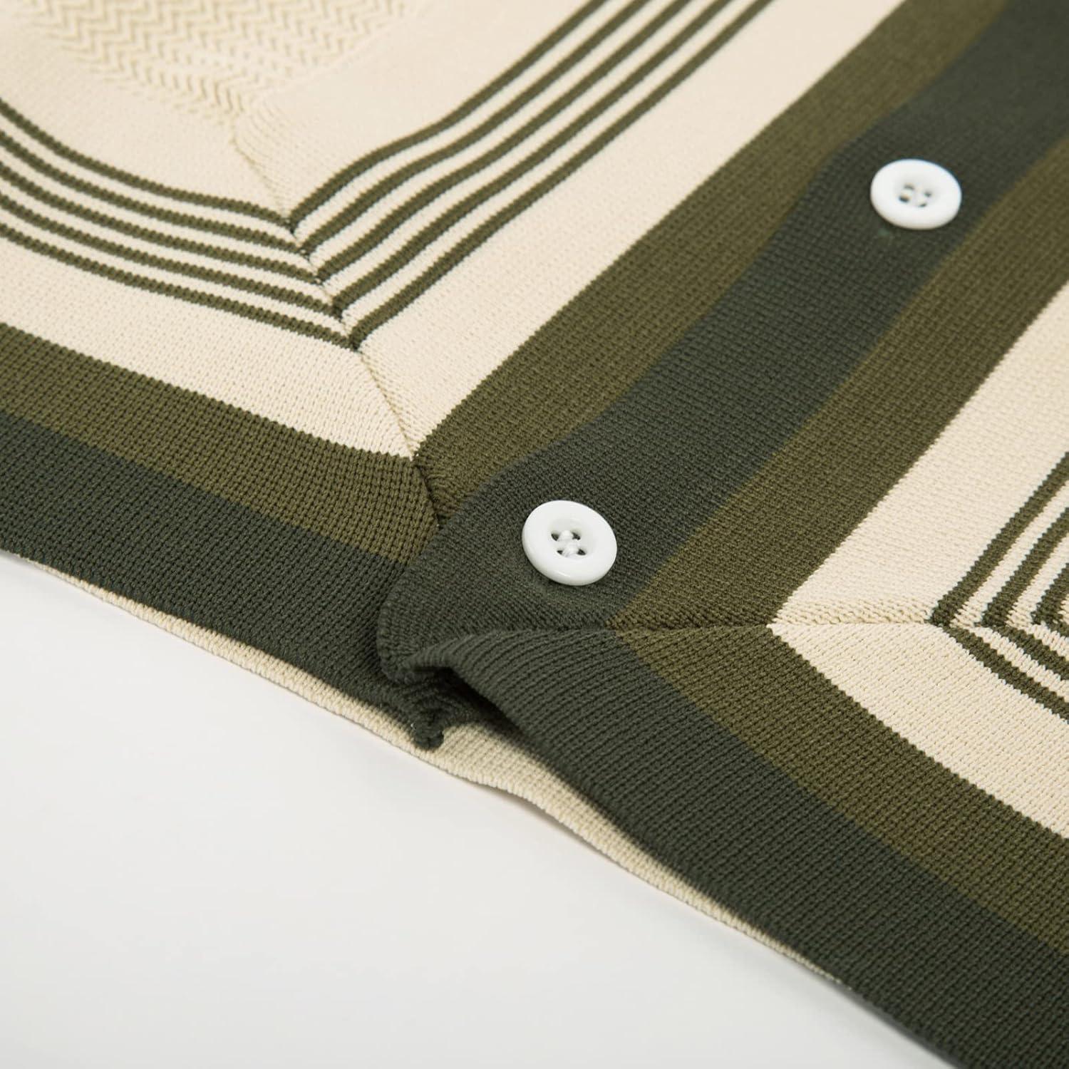 imagePJ PAUL JONES Mens Button Down Polo Shirts Striped Knitted Cardigan SweatersBeige