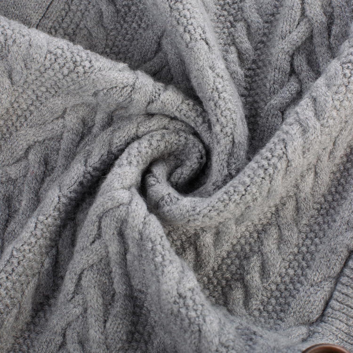 imagePJ PAUL JONES Mens Cable Knit Cardigan Sweaters Casual Stand Collar Slim Fit Long Sleeve Button Down SweatersLight Greycable