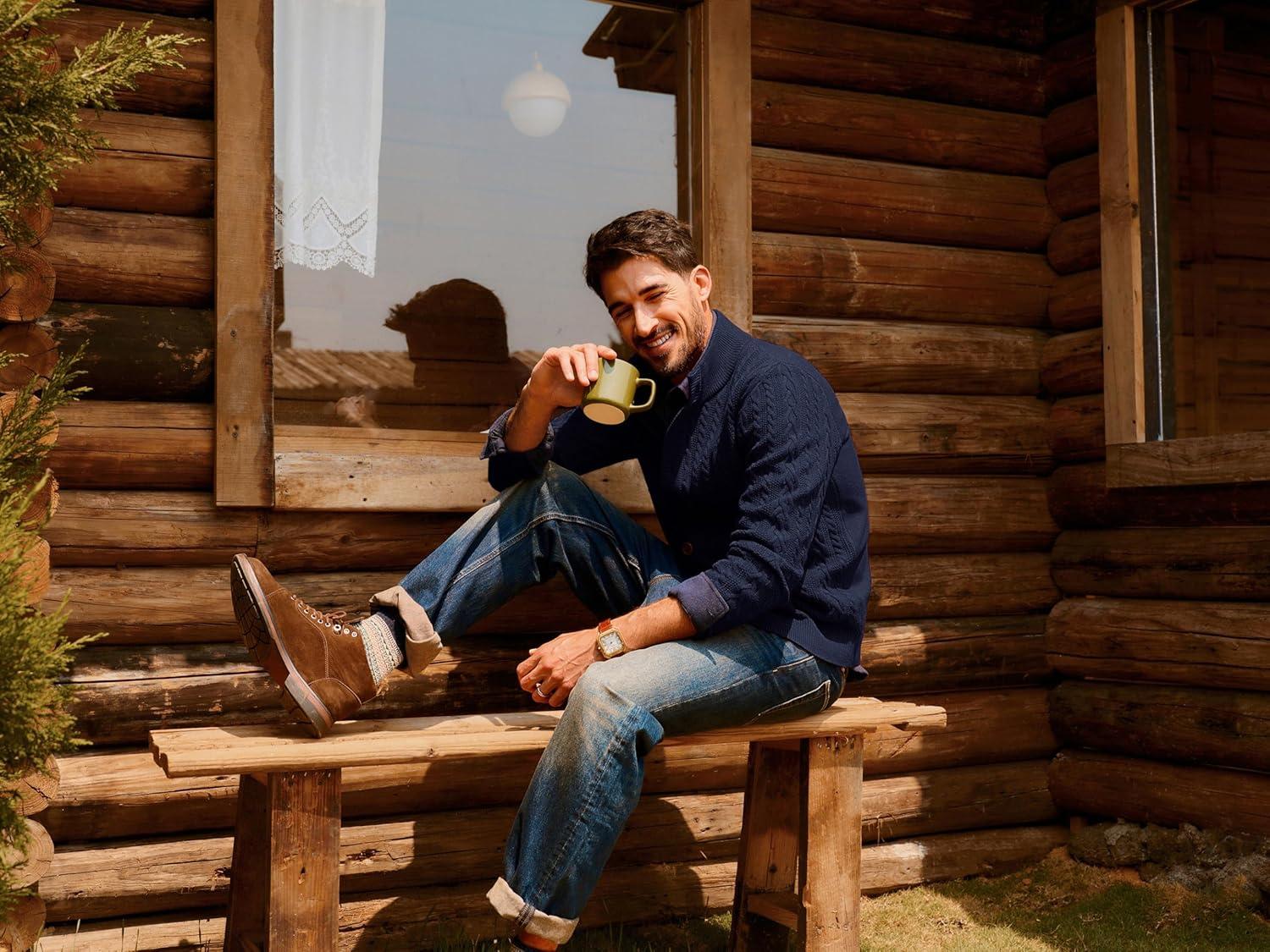 imagePJ PAUL JONES Mens Cable Knit Cardigan Sweaters Casual Stand Collar Slim Fit Long Sleeve Button Down SweatersNavy Bluecable