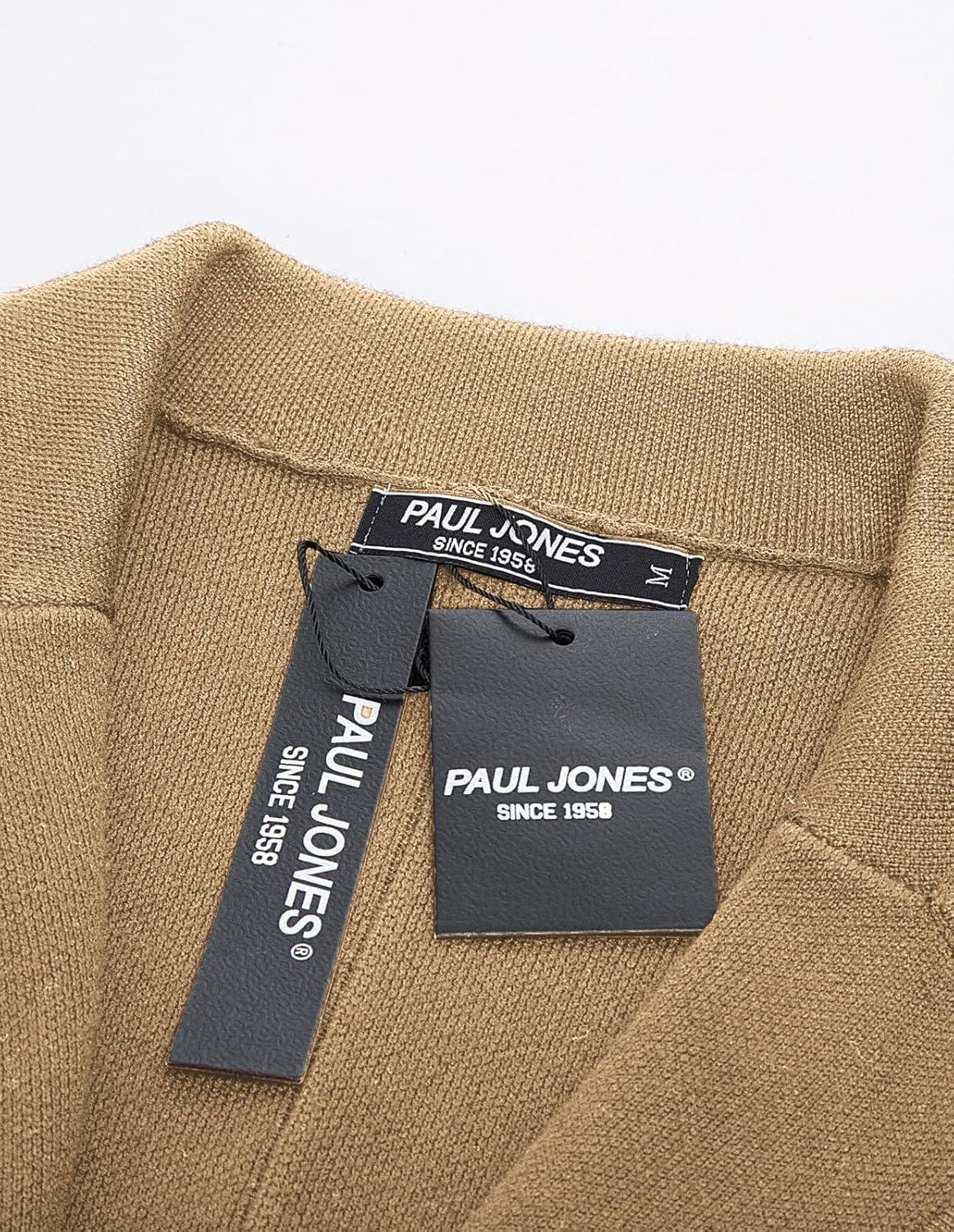 imagePJ PAUL JONES Mens Cardigan Sweater Shawl Collar Button Down Knit Blazer Jacket KnitwearCamel