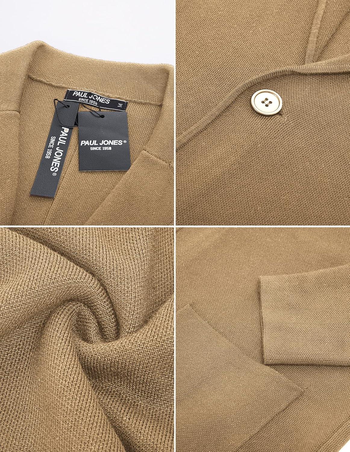 imagePJ PAUL JONES Mens Cardigan Sweater Shawl Collar Button Down Knit Blazer Jacket KnitwearCamel