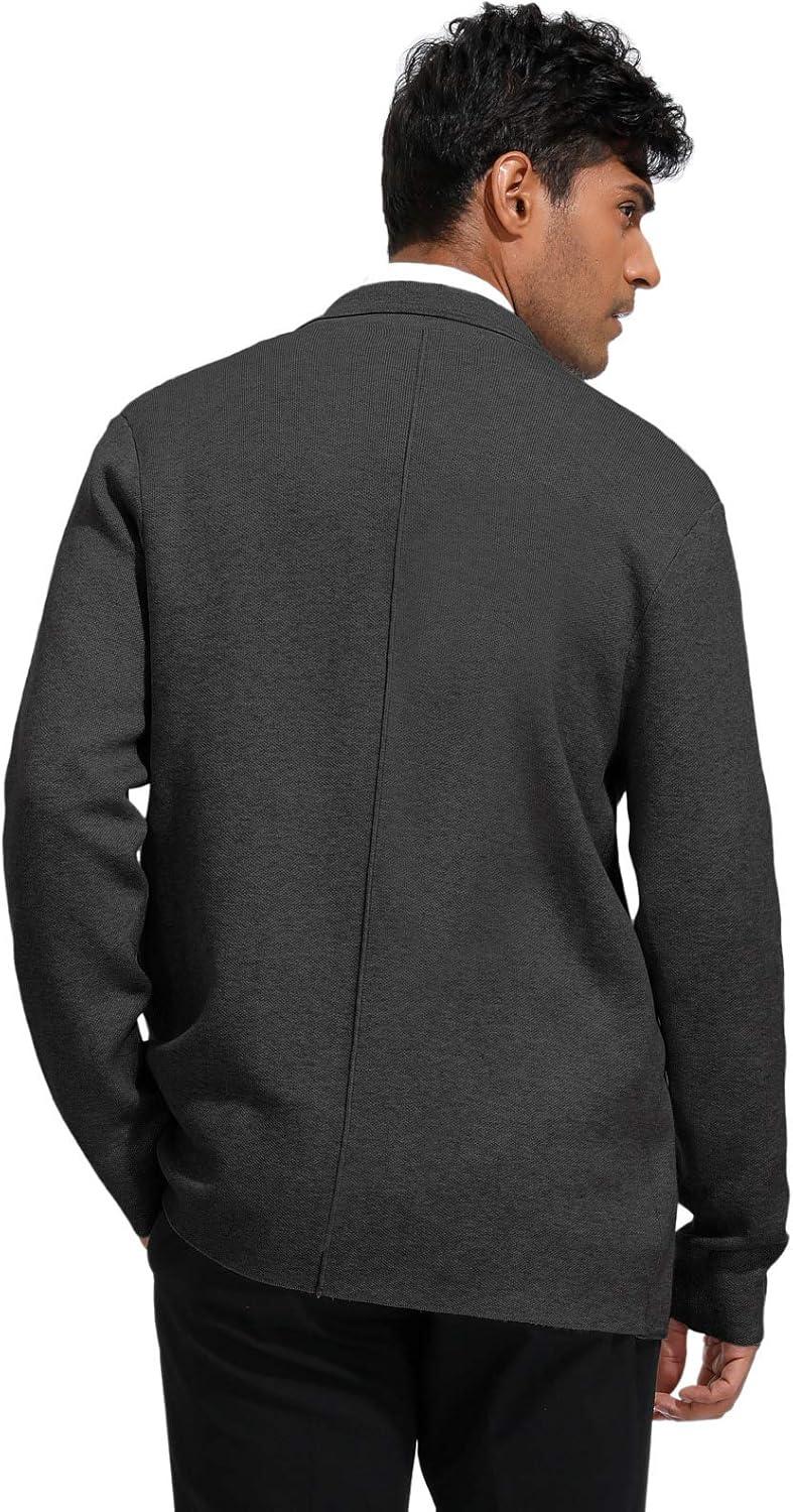 imagePJ PAUL JONES Mens Cardigan Sweater Shawl Collar Button Down Knit Blazer Jacket KnitwearDark Grey