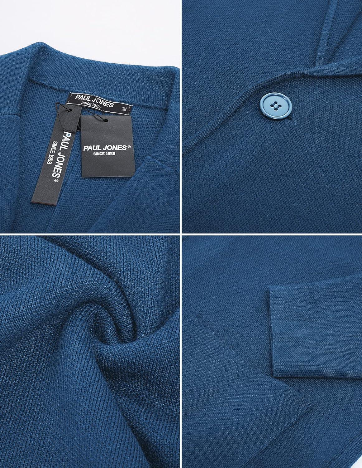 imagePJ PAUL JONES Mens Cardigan Sweater Shawl Collar Button Down Knit Blazer Jacket KnitwearDenim Blue