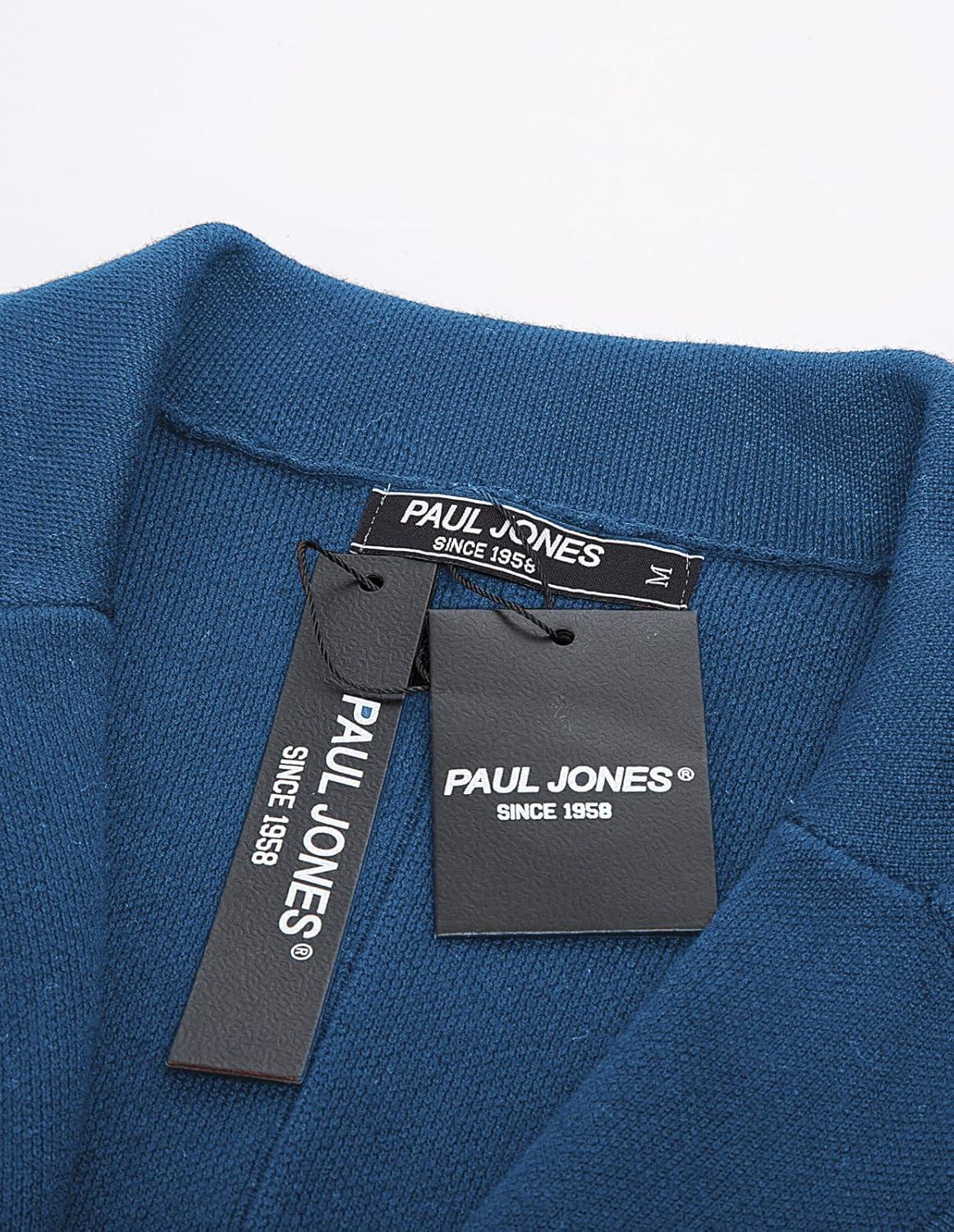 imagePJ PAUL JONES Mens Cardigan Sweater Shawl Collar Button Down Knit Blazer Jacket KnitwearDenim Blue