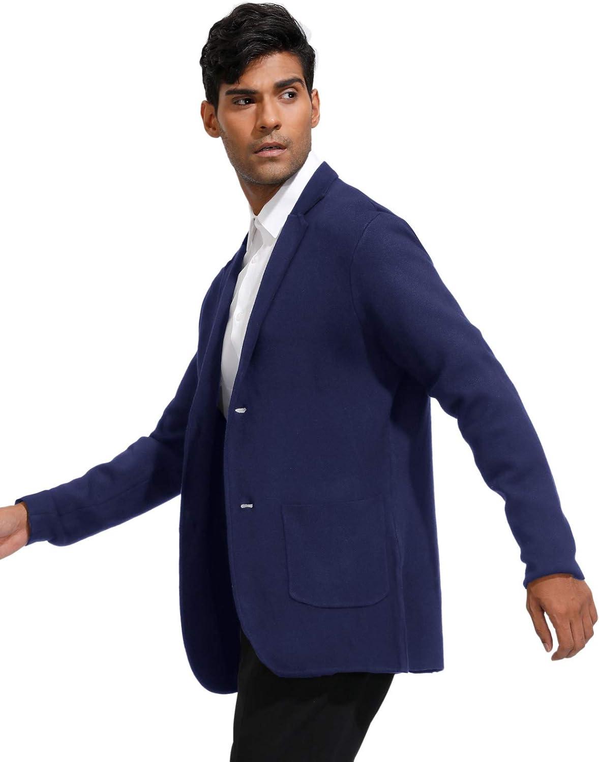 imagePJ PAUL JONES Mens Cardigan Sweater Shawl Collar Button Down Knit Blazer Jacket KnitwearRoyal Blue