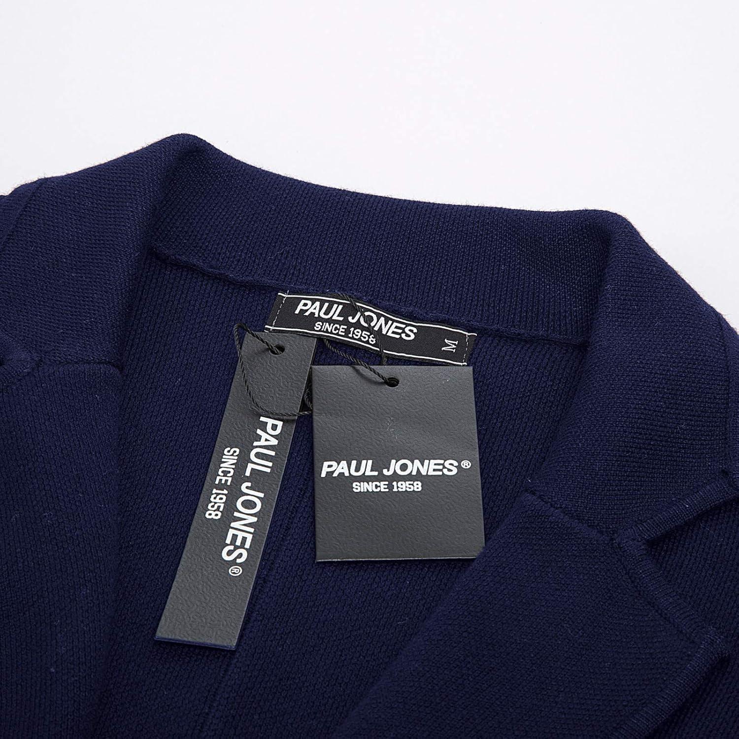 imagePJ PAUL JONES Mens Cardigan Sweater Shawl Collar Button Down Knit Blazer Jacket KnitwearRoyal Blue