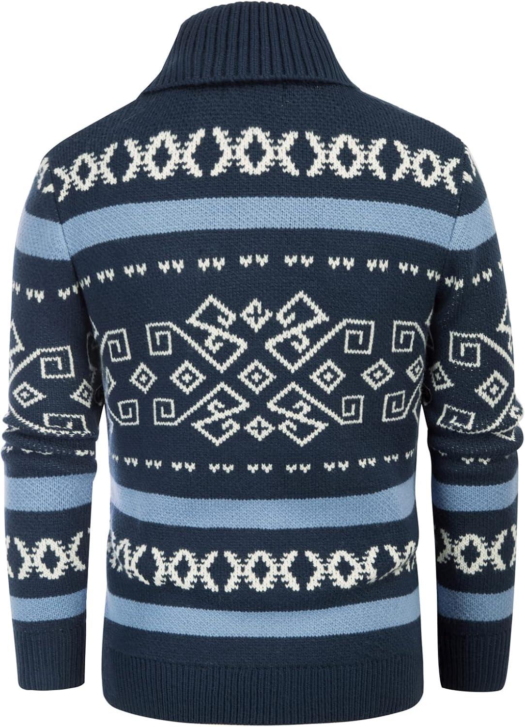 imagePJ PAUL JONES Mens Casual Curling Sweater Cardigans Full Zip Knitted SweaterRoyal Blue