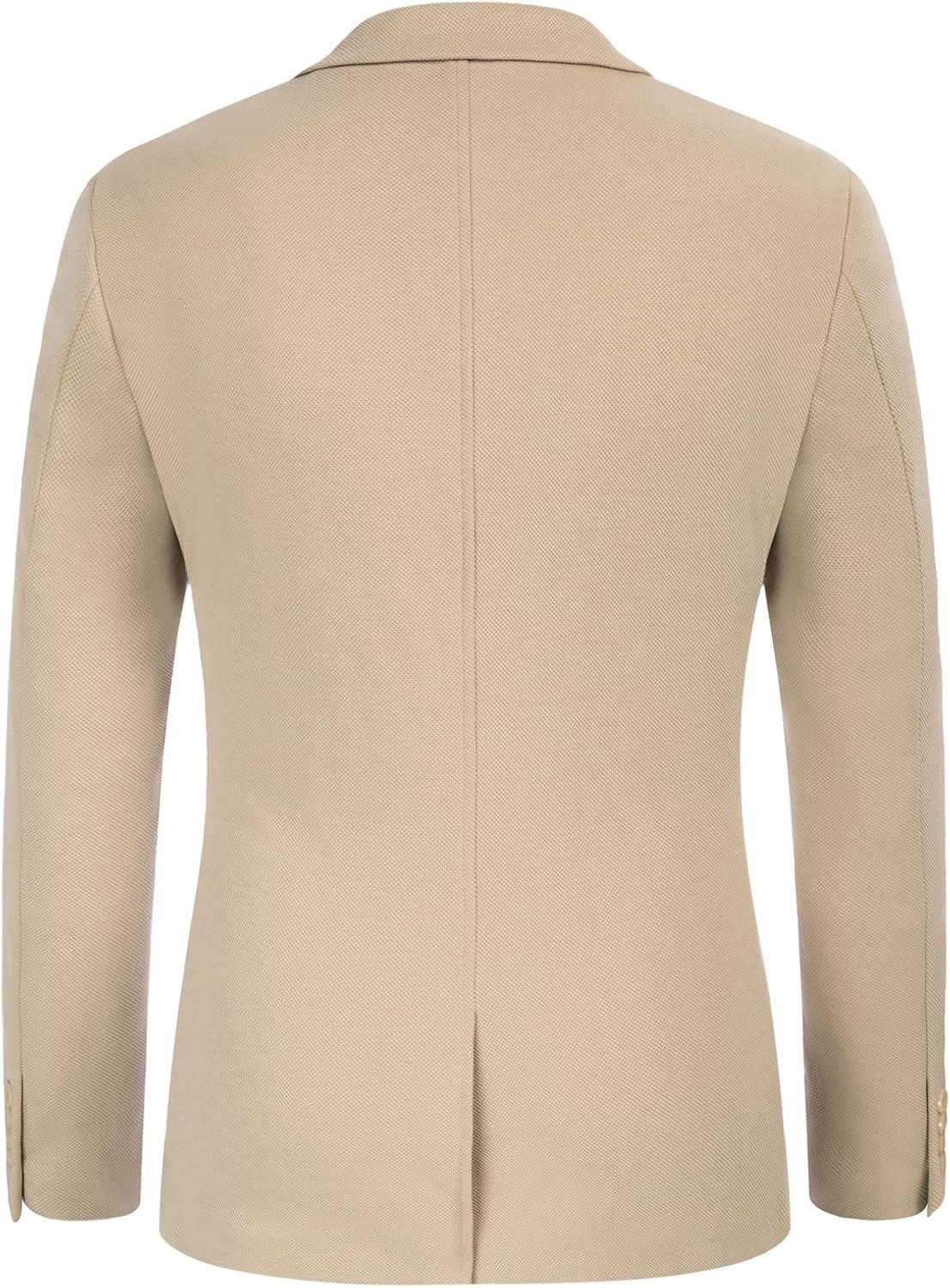 imagePJ PAUL JONES Mens Casual Knit Blazer Suit Jackets Two Button Lightweight Unlined Sport CoatBeige
