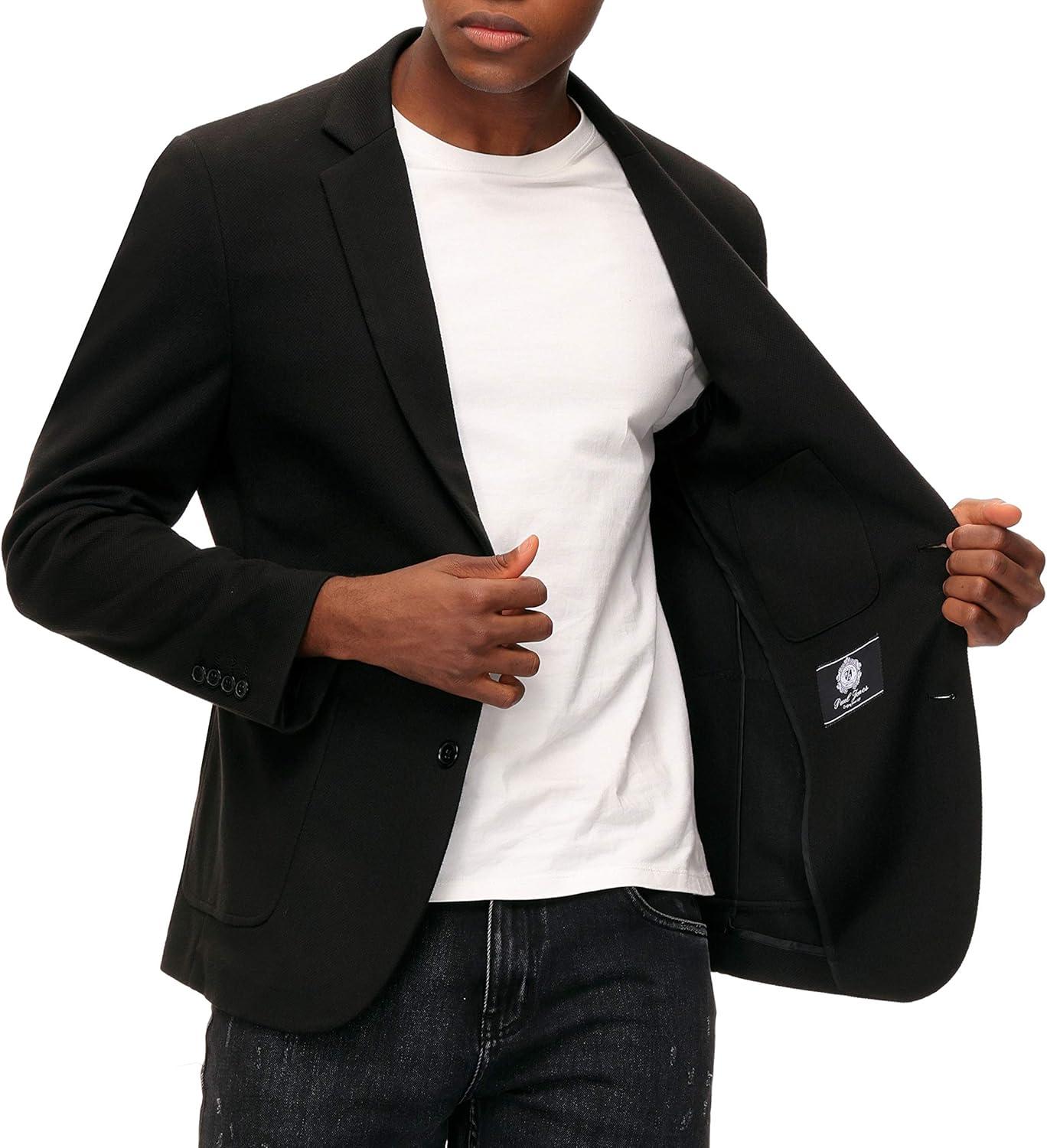 imagePJ PAUL JONES Mens Casual Knit Blazer Suit Jackets Two Button Lightweight Unlined Sport CoatBlack
