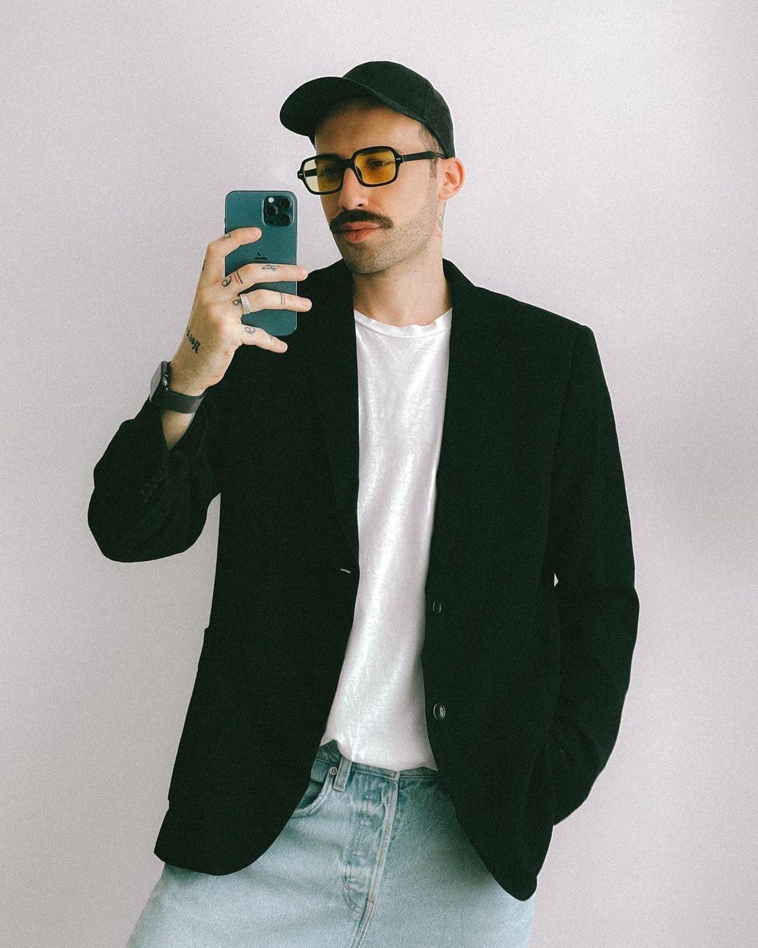 imagePJ PAUL JONES Mens Casual Knit Blazer Suit Jackets Two Button Lightweight Unlined Sport CoatBlack