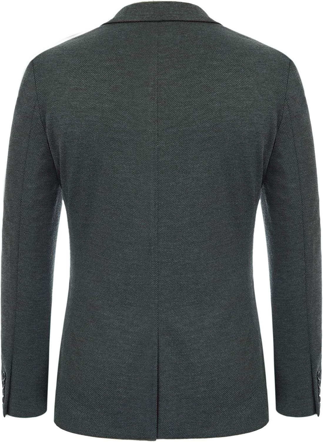 imagePJ PAUL JONES Mens Casual Knit Blazer Suit Jackets Two Button Lightweight Unlined Sport CoatBlack Grey