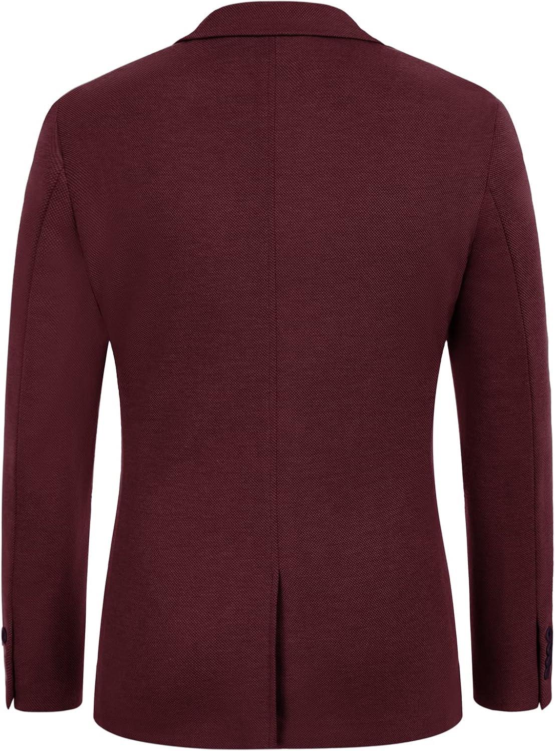 imagePJ PAUL JONES Mens Casual Knit Blazer Suit Jackets Two Button Lightweight Unlined Sport CoatBordeaux
