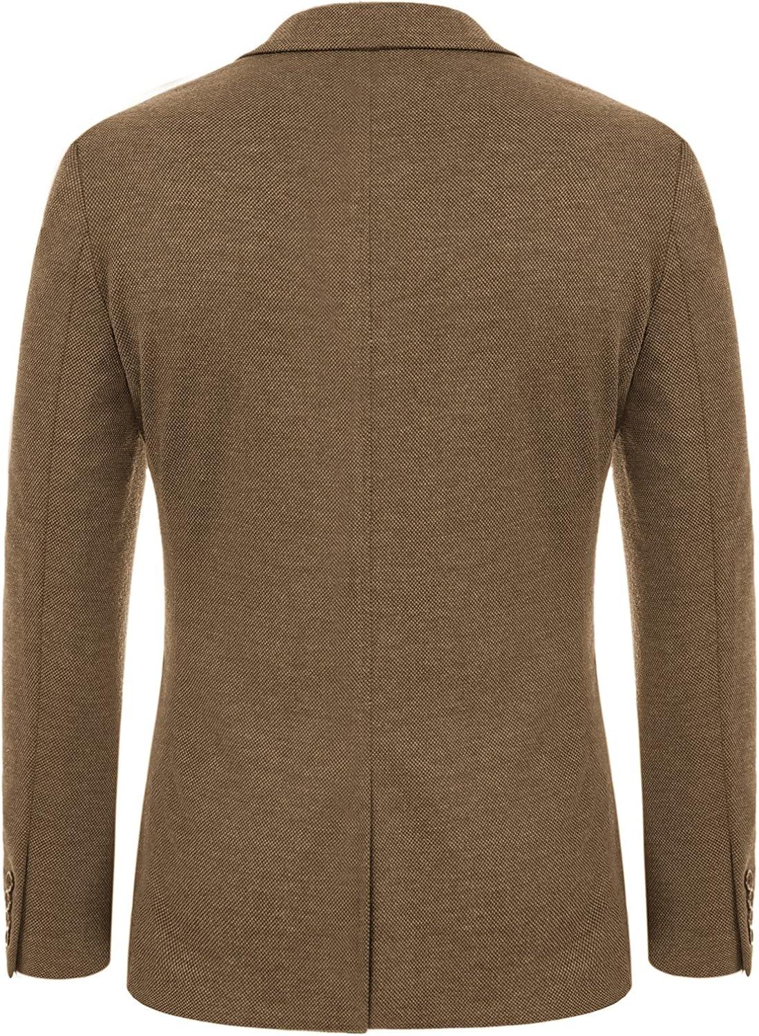 imagePJ PAUL JONES Mens Casual Knit Blazer Suit Jackets Two Button Lightweight Unlined Sport CoatBrown
