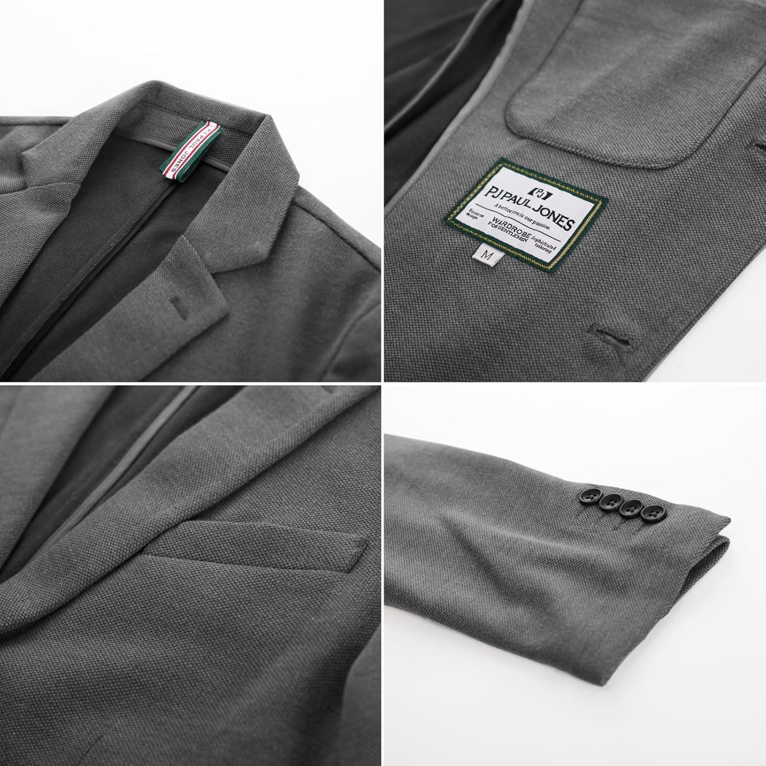 imagePJ PAUL JONES Mens Casual Knit Blazer Suit Jackets Two Button Lightweight Unlined Sport CoatGray