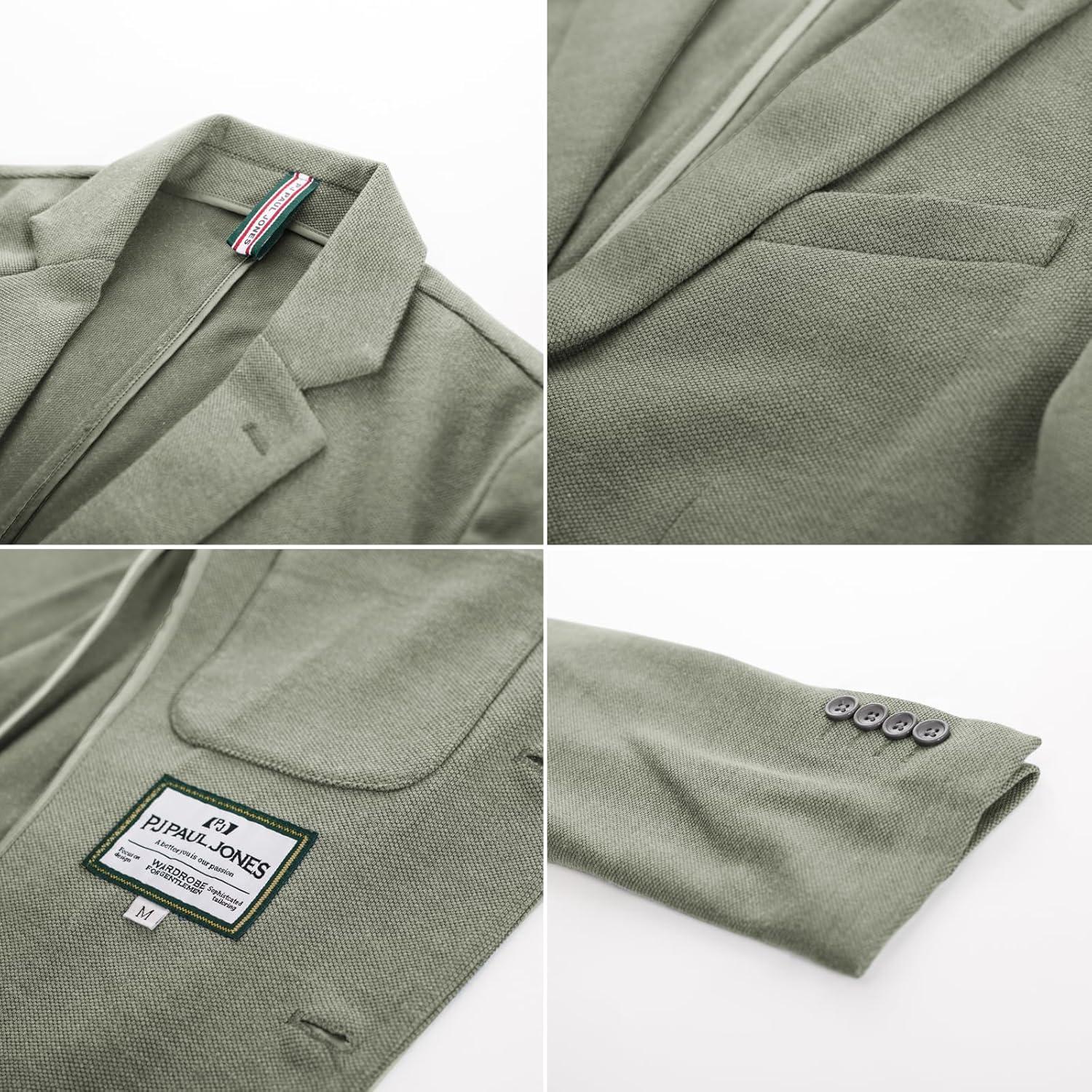 imagePJ PAUL JONES Mens Casual Knit Blazer Suit Jackets Two Button Lightweight Unlined Sport CoatLight Green