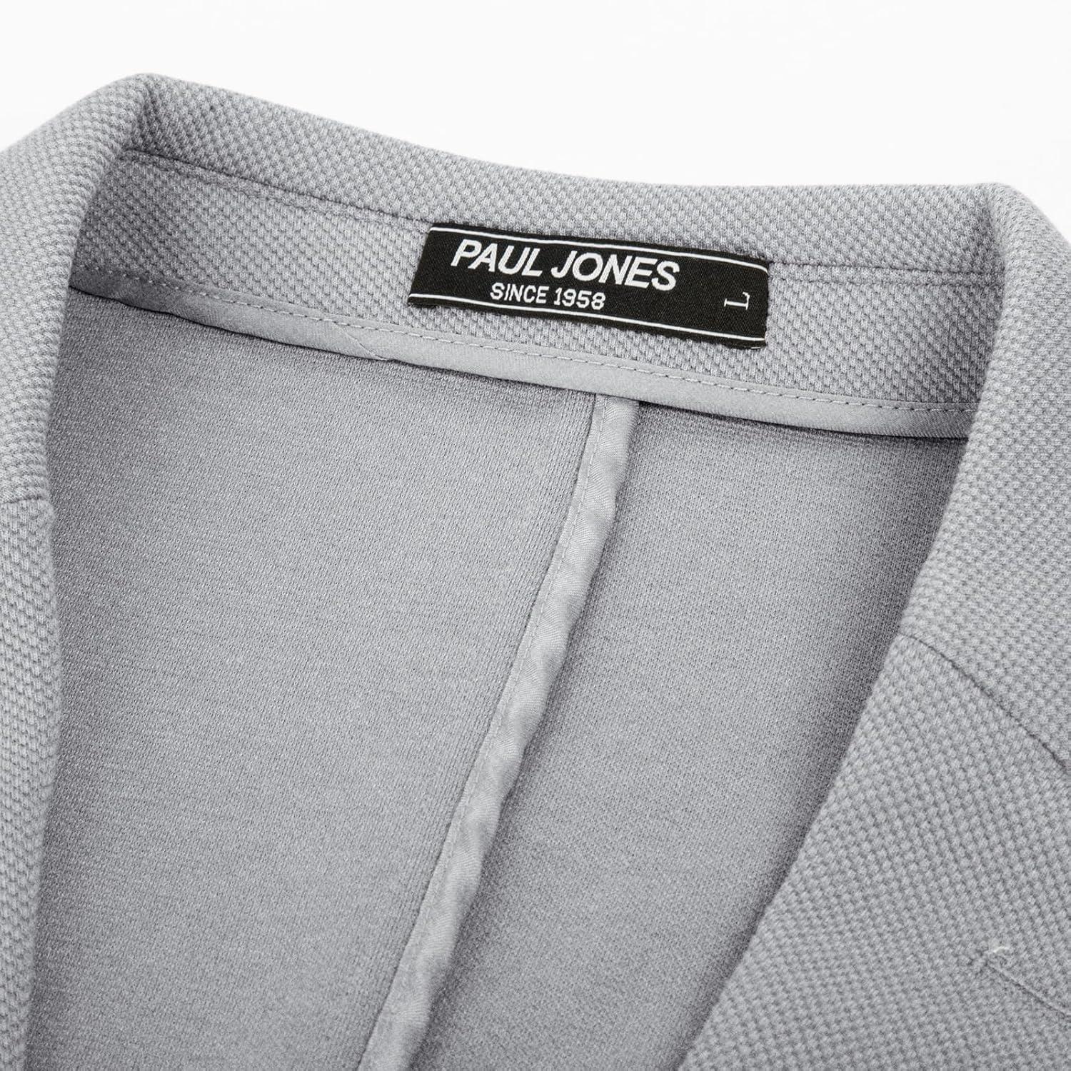 imagePJ PAUL JONES Mens Casual Knit Blazer Suit Jackets Two Button Lightweight Unlined Sport CoatLight Grey