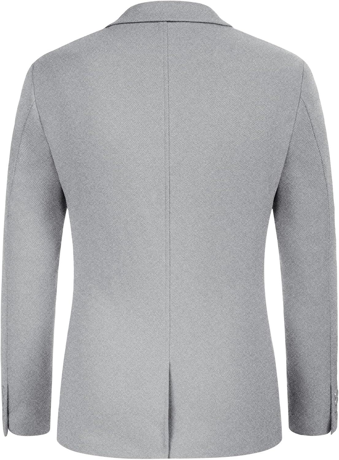 imagePJ PAUL JONES Mens Casual Knit Blazer Suit Jackets Two Button Lightweight Unlined Sport CoatLight Grey